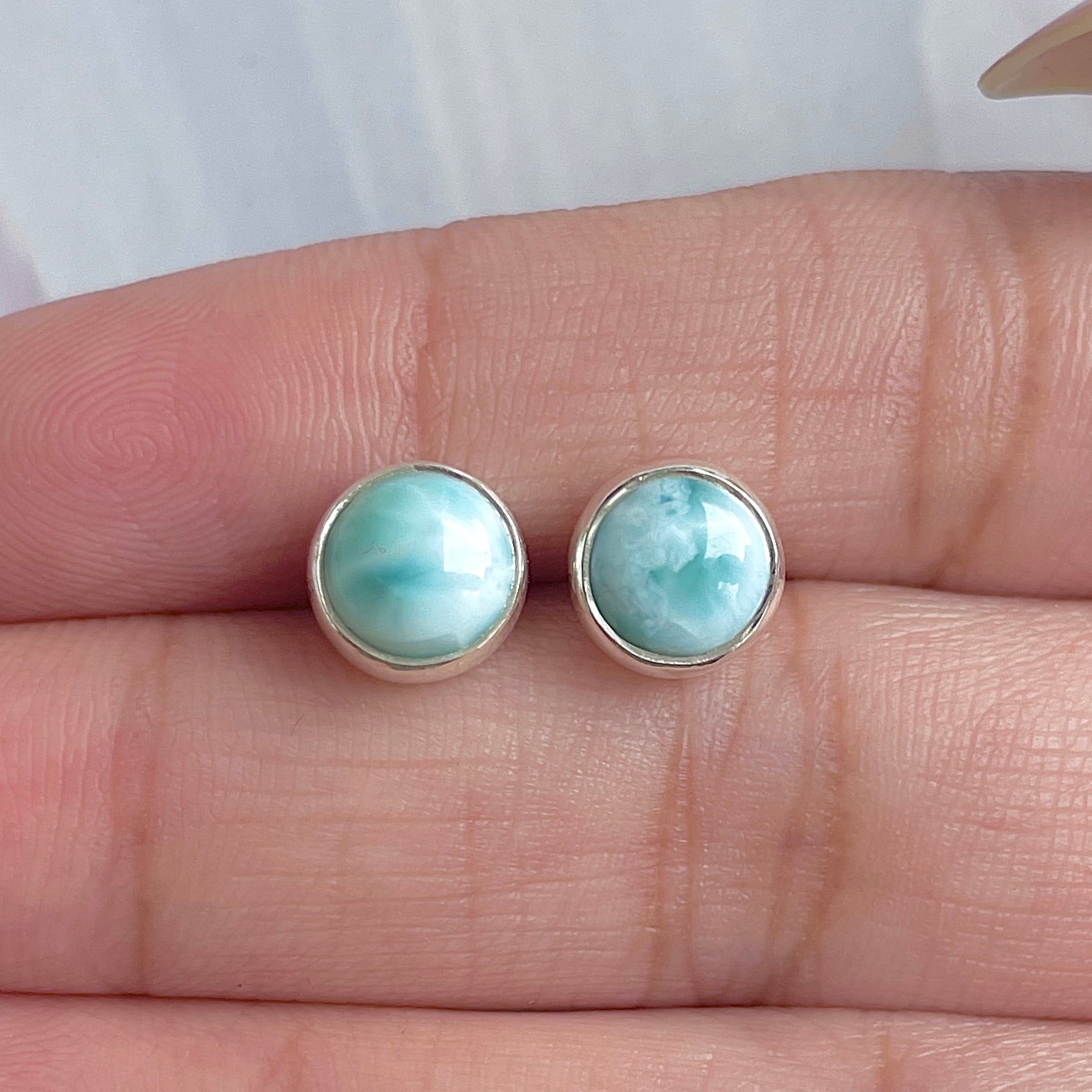 Larimar Stud Earring-(LAR-E-2991.)
