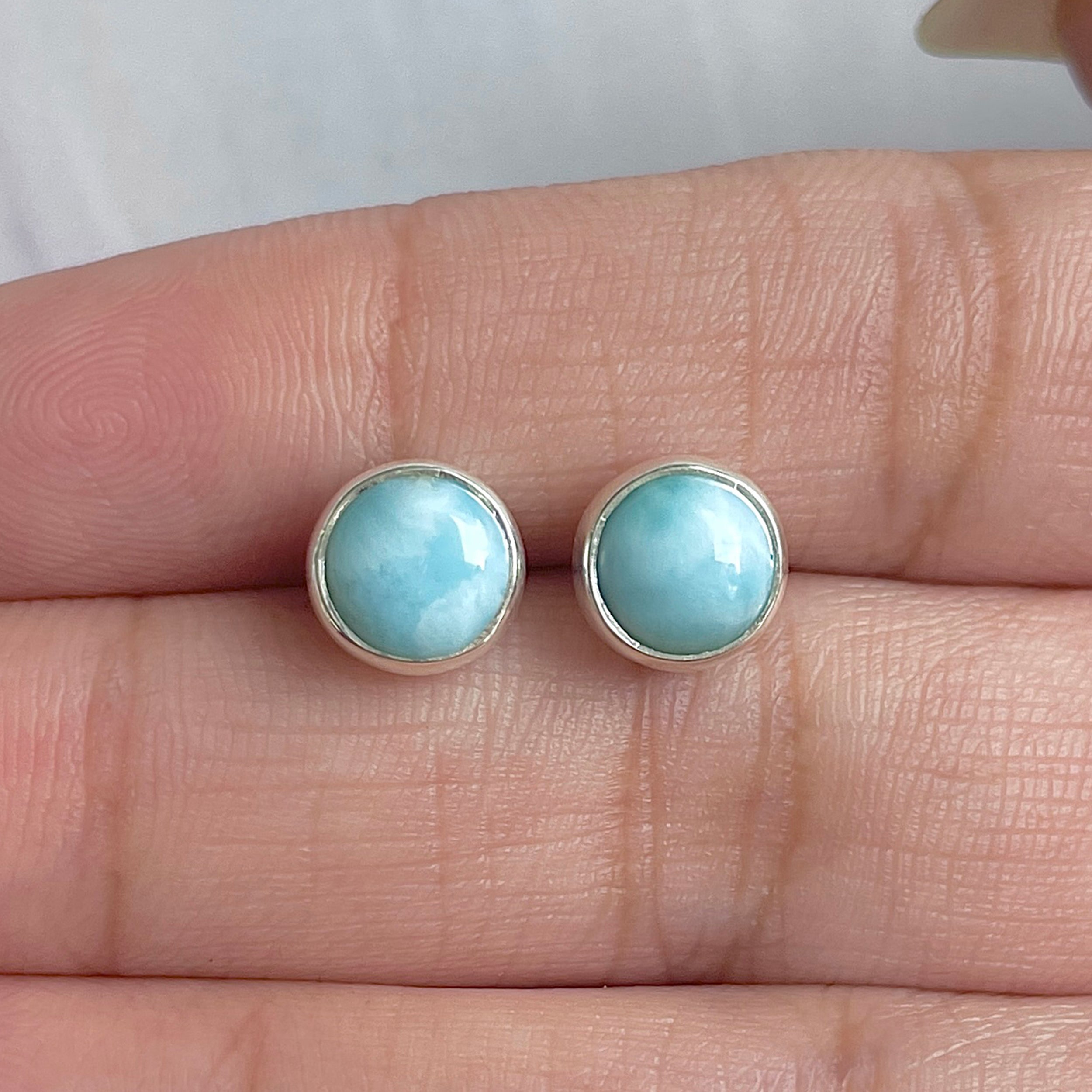 Larimar Stud Earring-(LAR-E-2992.)