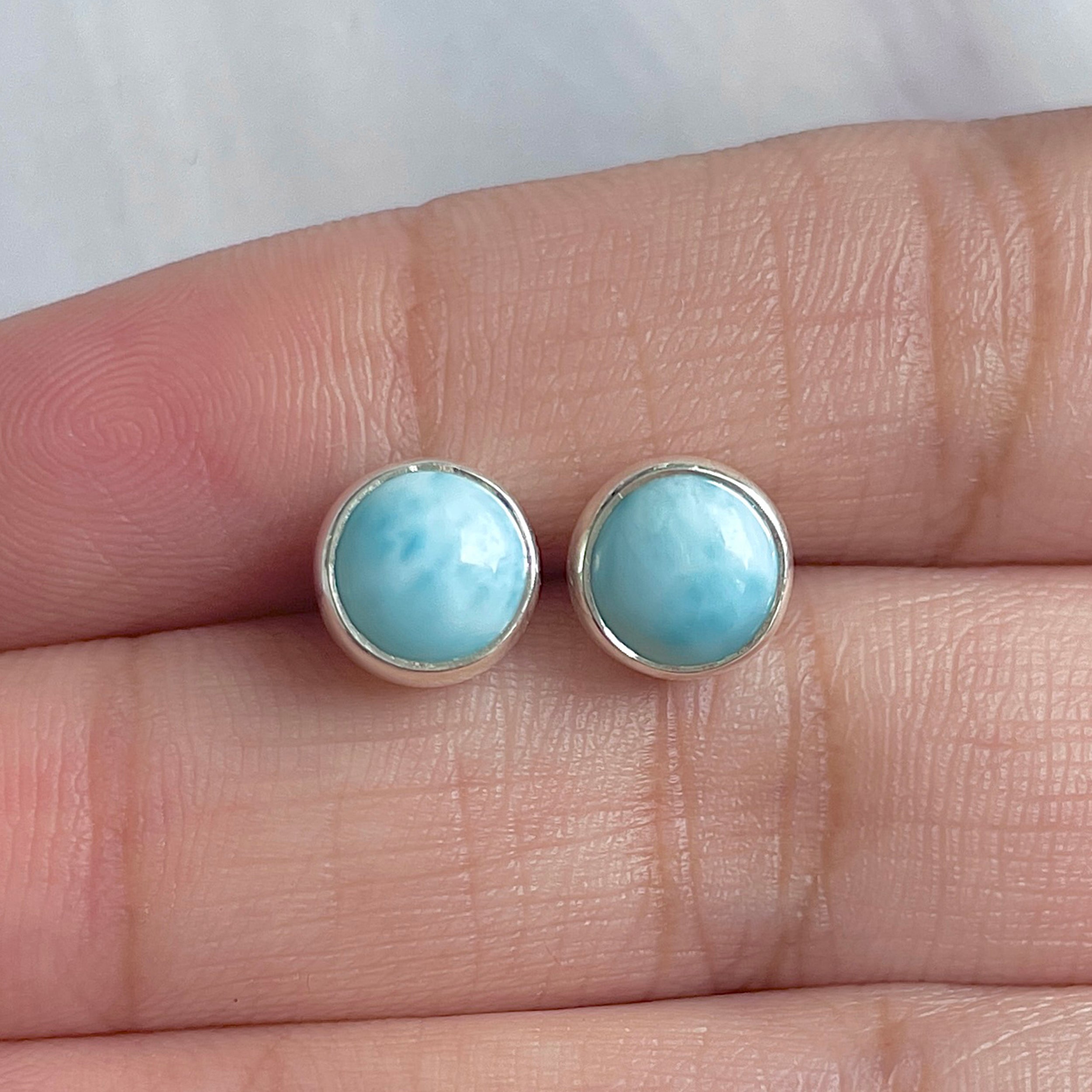 Larimar Stud Earring-(LAR-E-2993.)