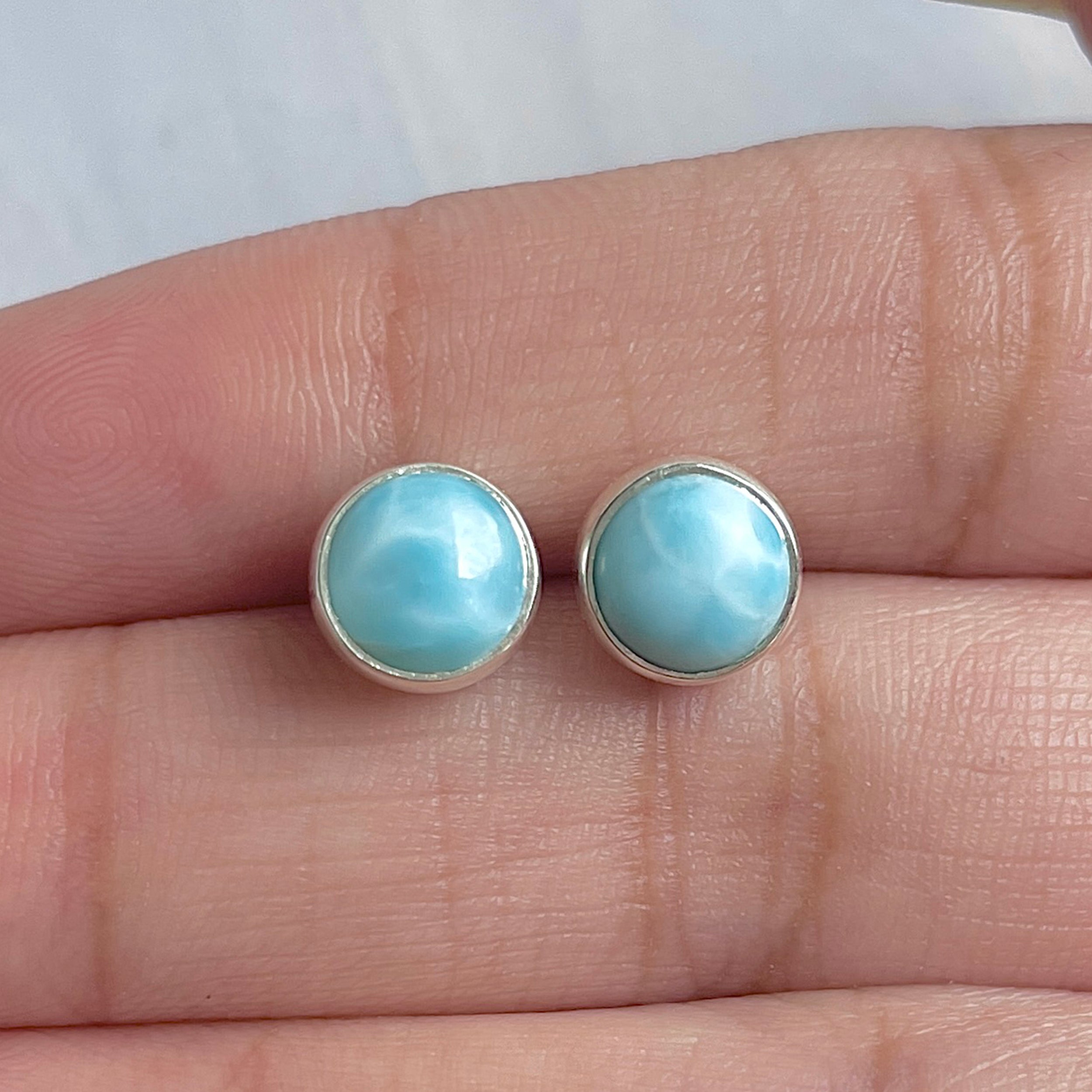 Larimar Stud Earring-(LAR-E-2994.)