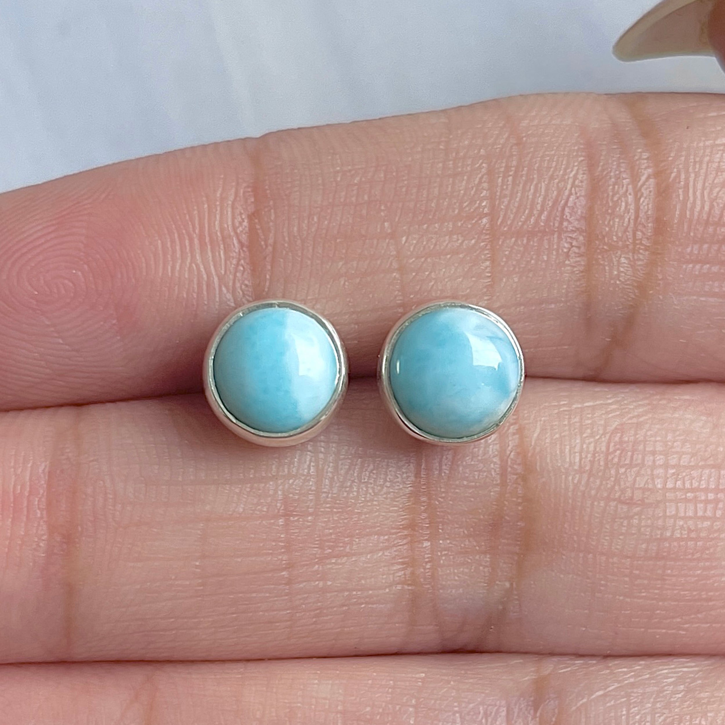 Larimar Stud Earring-(LAR-E-2996.)