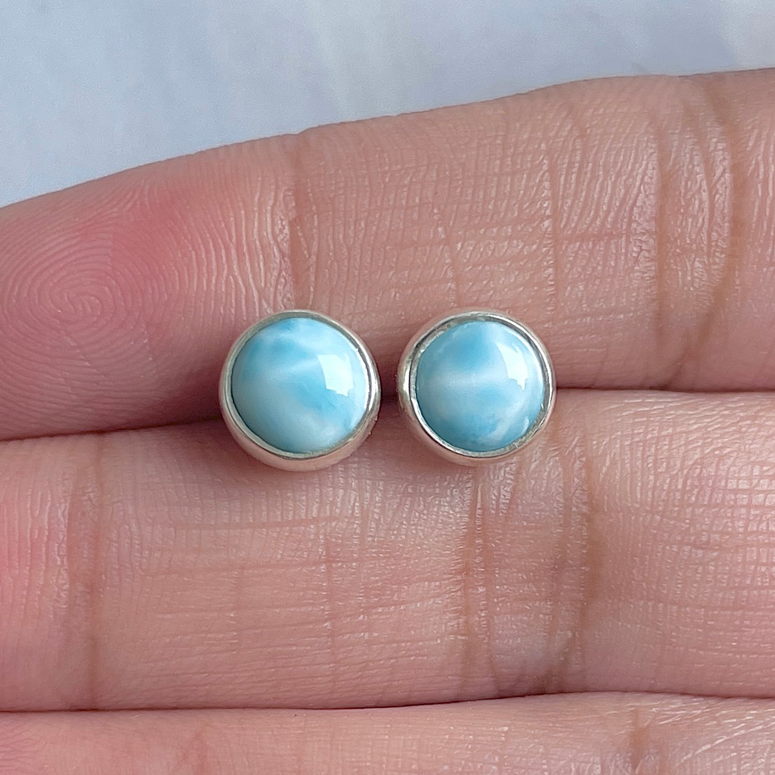 Larimar Stud Earring-(LAR-E-2997.)