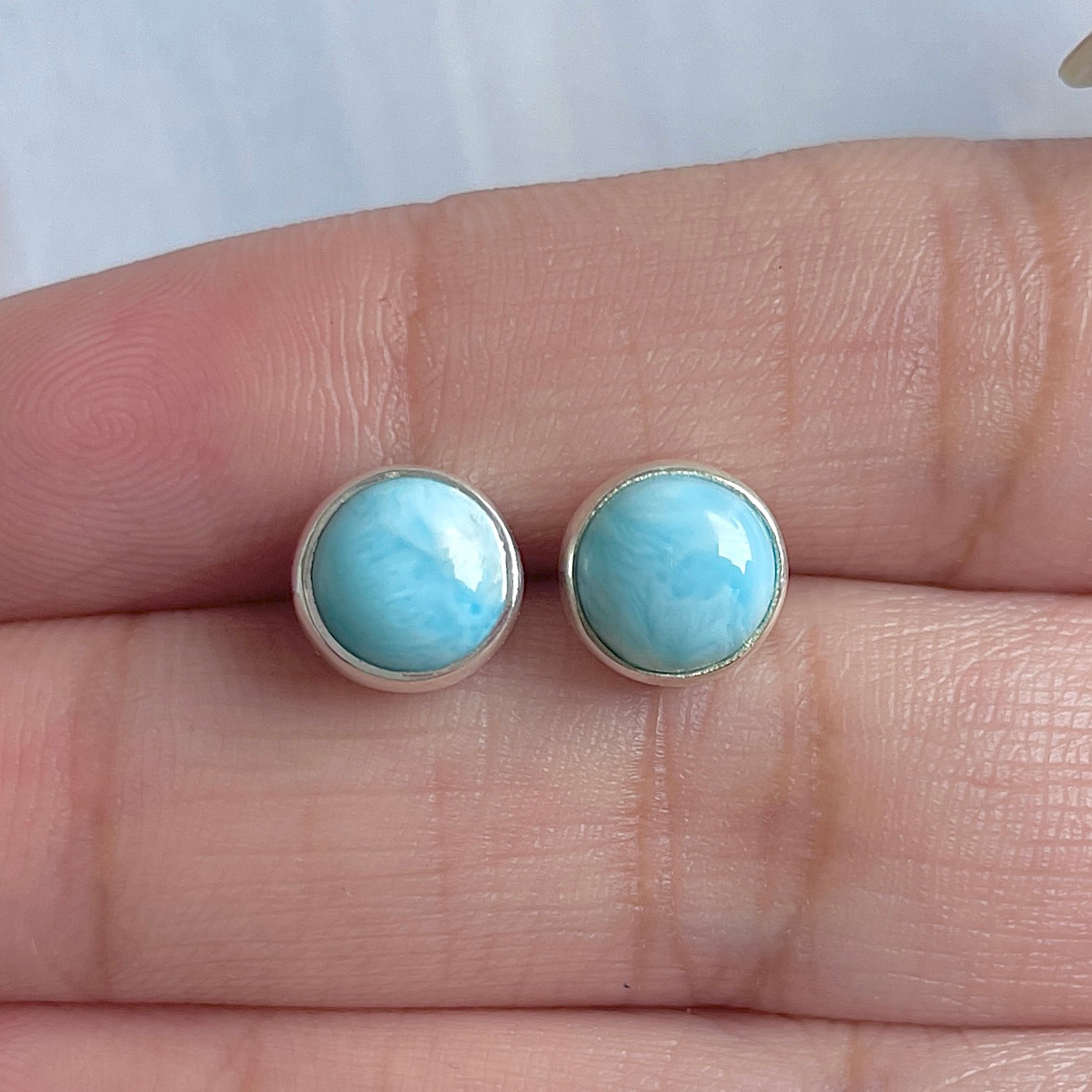 Larimar Stud Earring-(LAR-E-2998.)