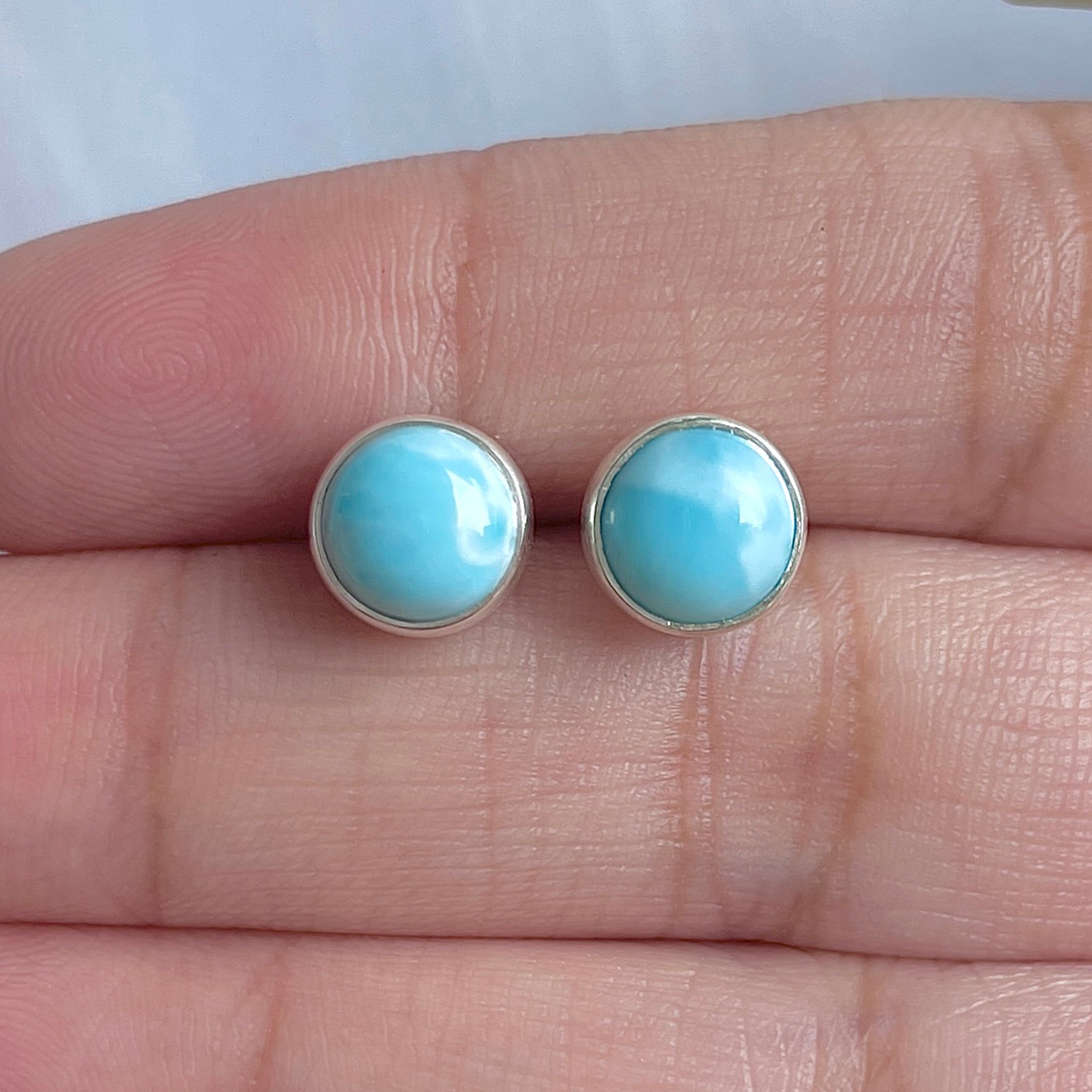 Larimar Stud Earring-(LAR-E-2999.)