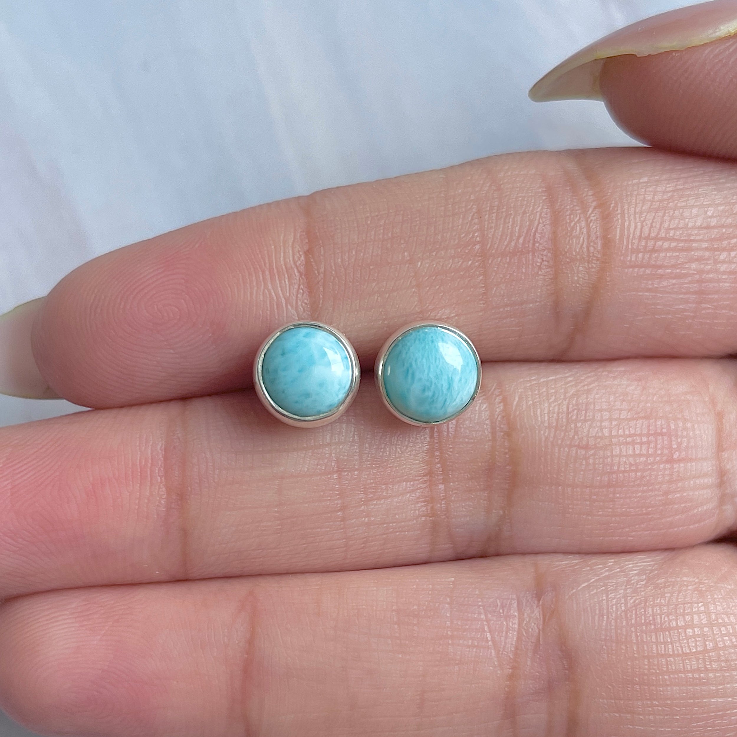 Larimar Stud Earring-(LAR-E-3001.)