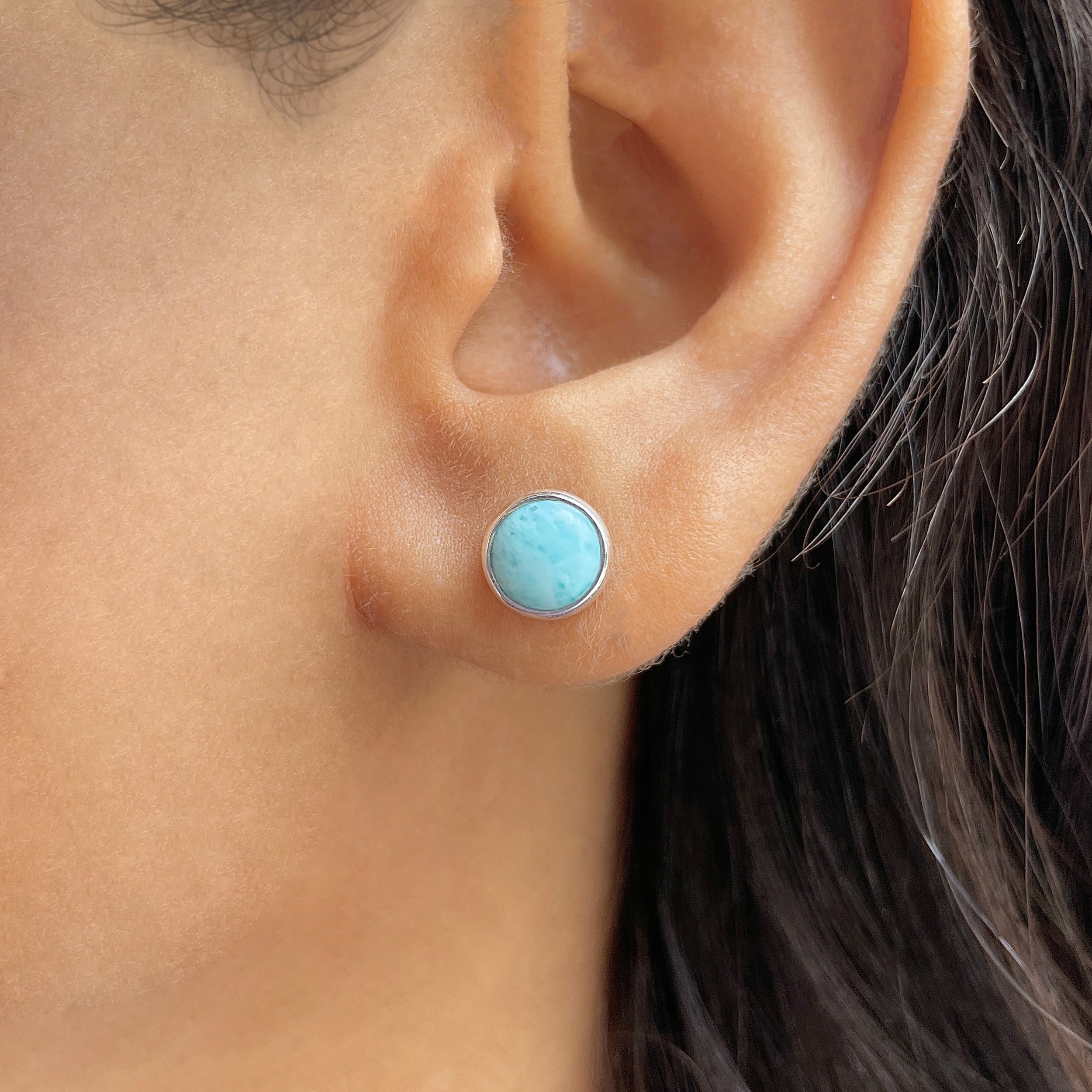Larimar Stud Earring-(LAR-E-3001.)