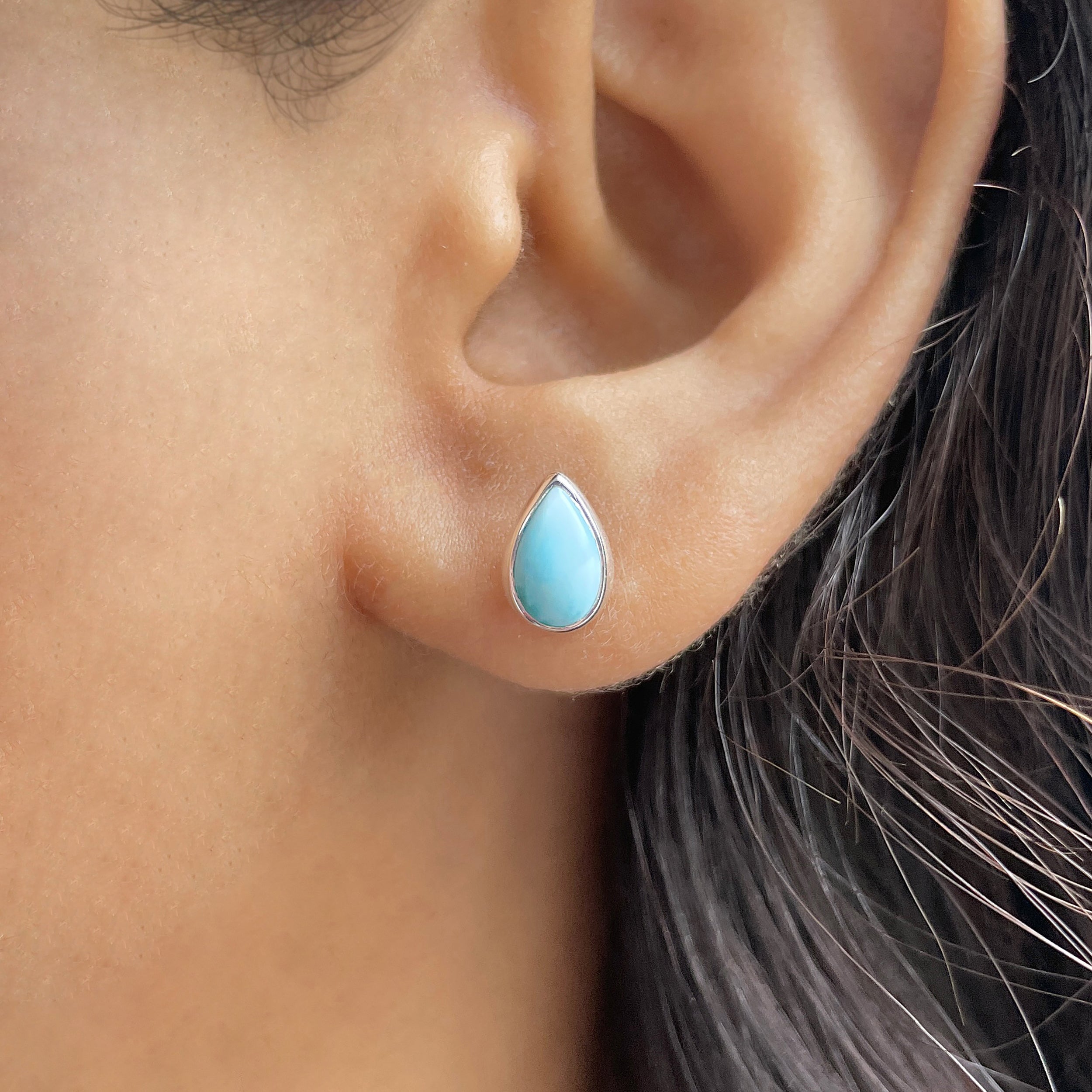 Larimar Stud Earring-(LAR-E-3011.)