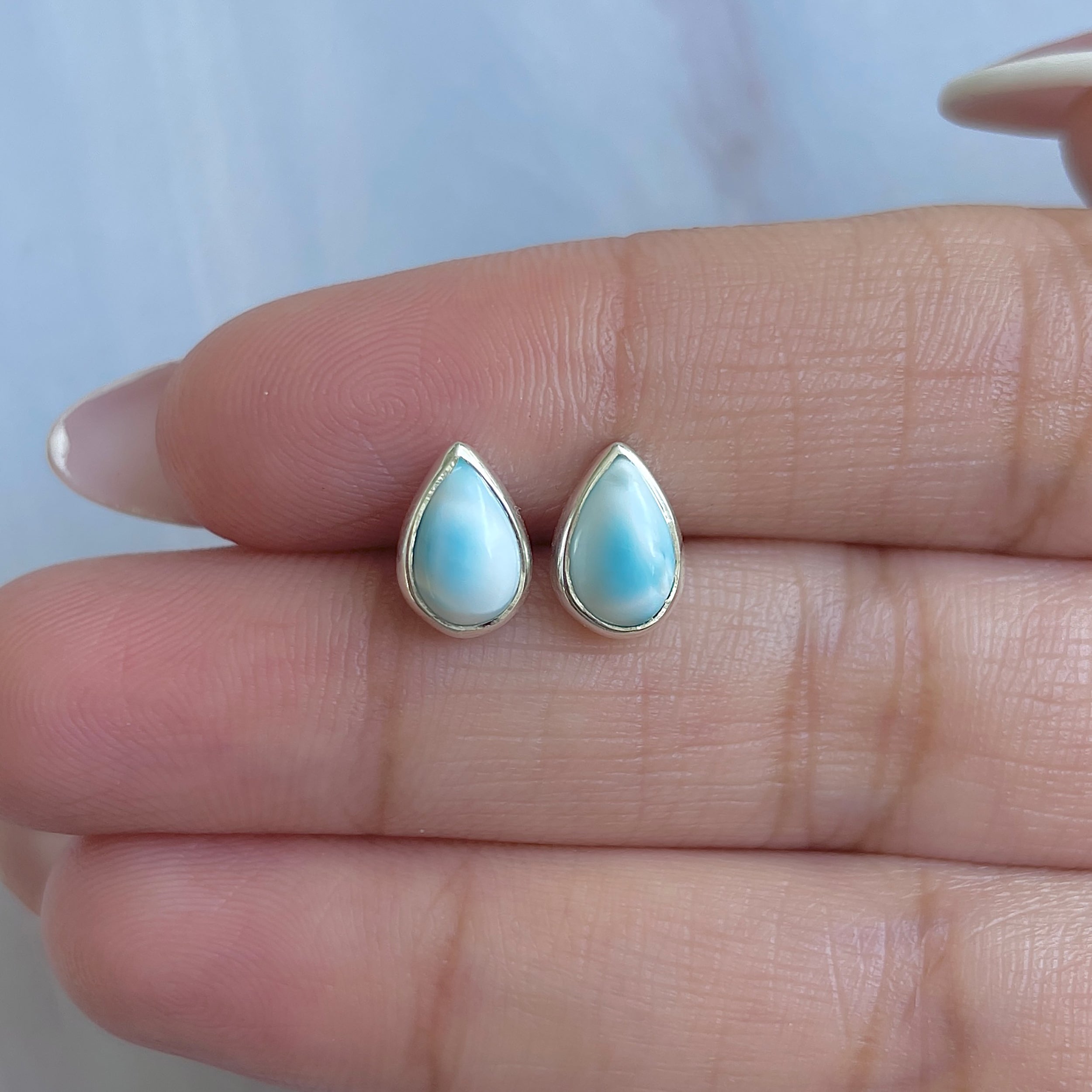Larimar Stud Earring-(LAR-E-3051.)