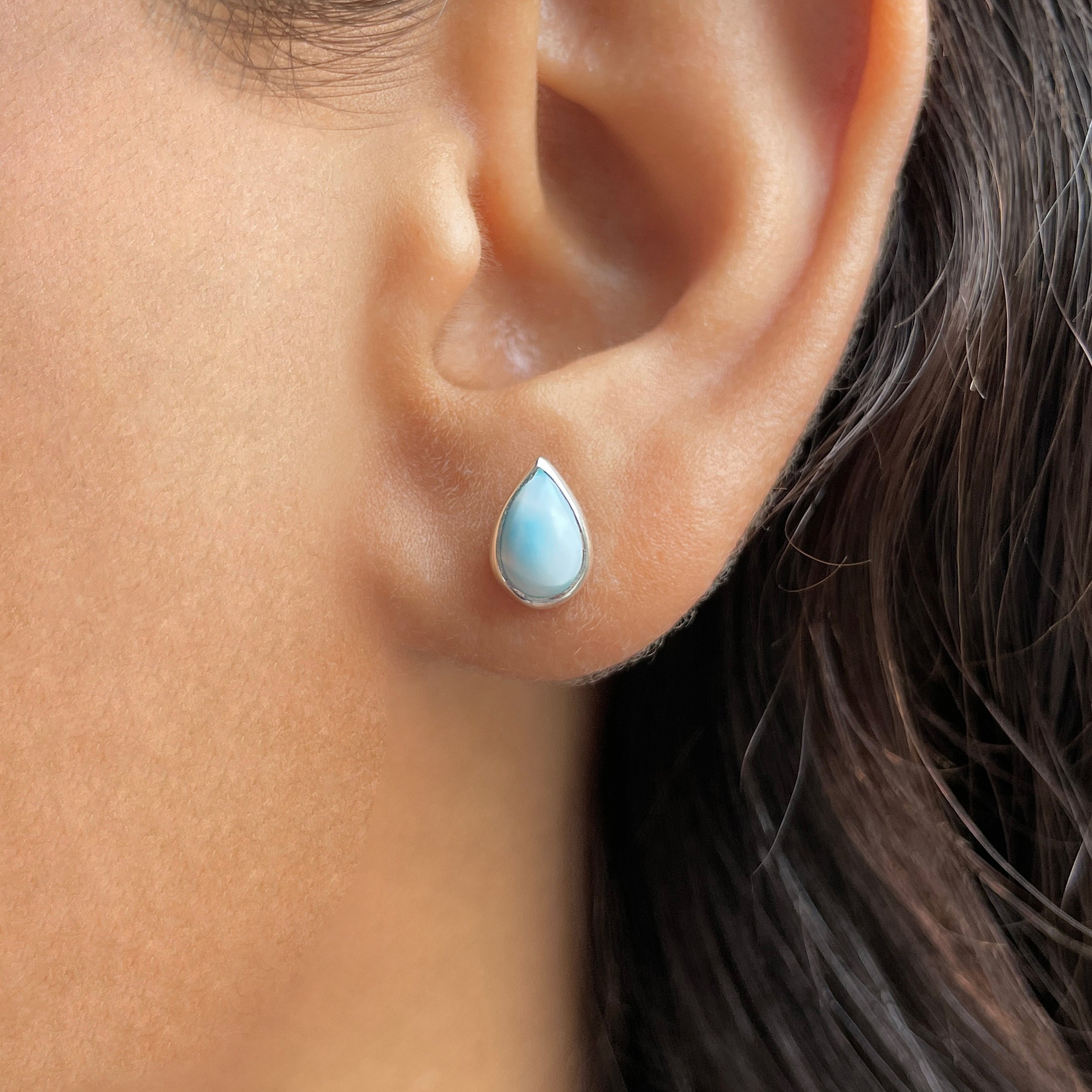 Larimar Stud Earring-(LAR-E-3051.)