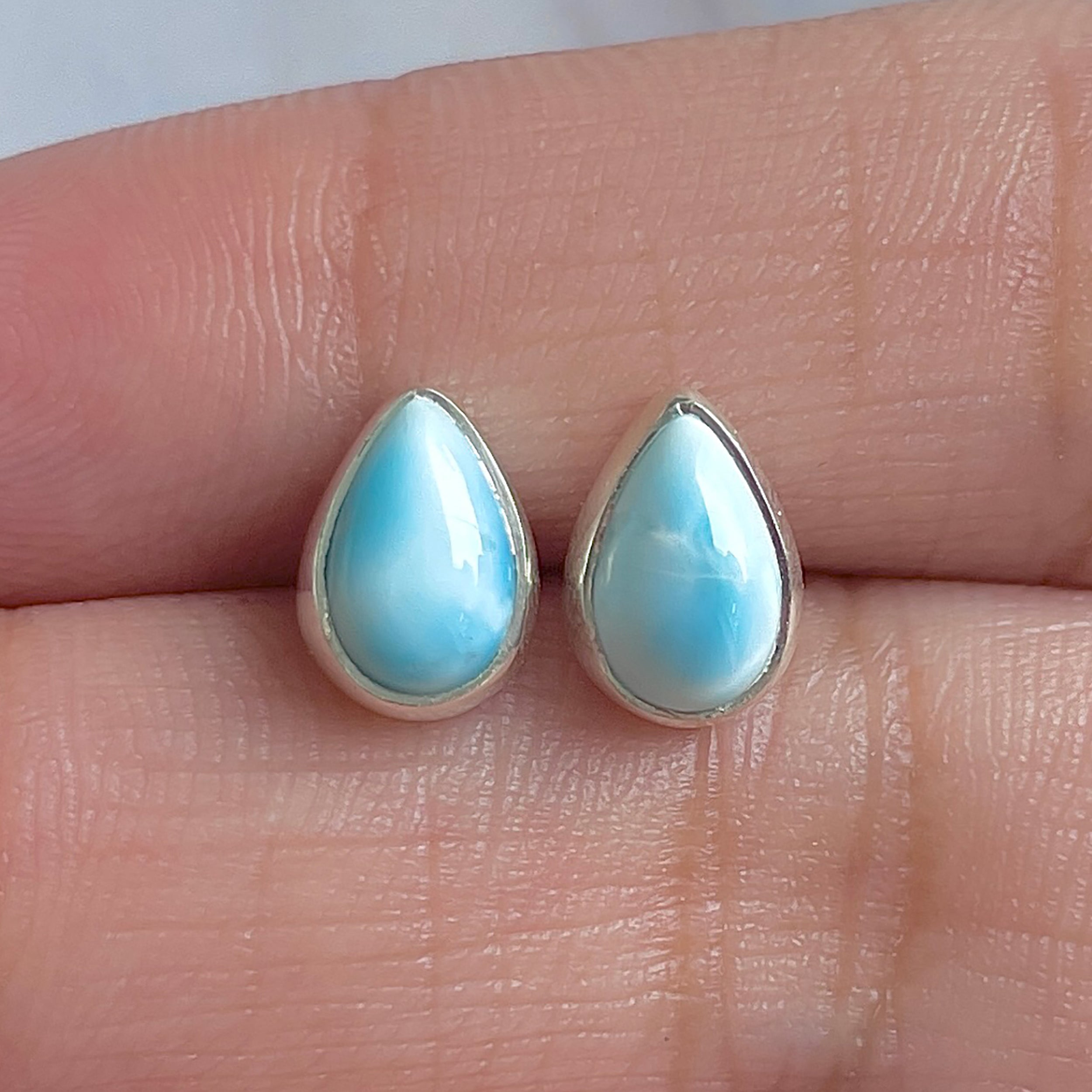Larimar Stud Earring-(LAR-E-3083.)