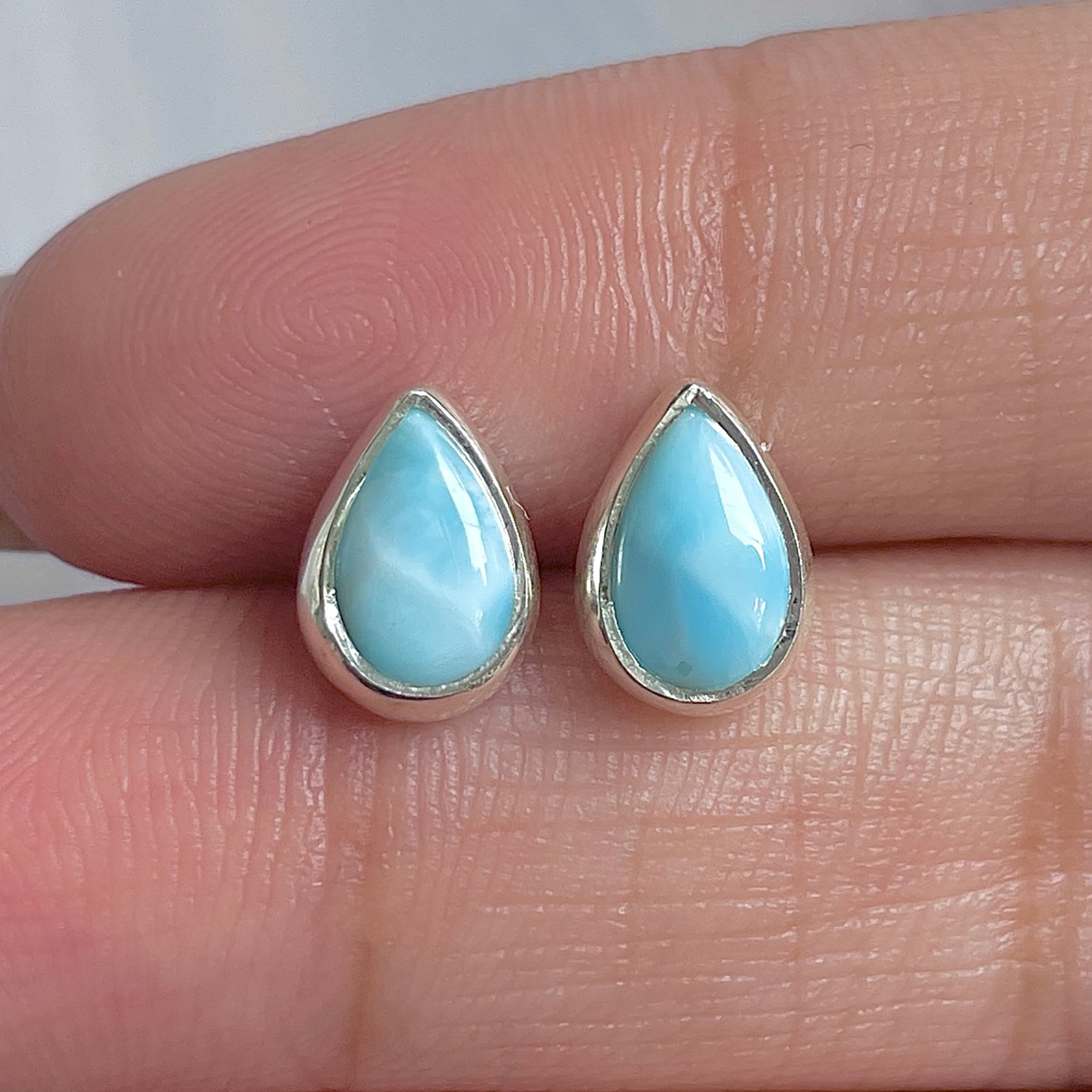 Larimar Stud Earring-(LAR-E-3090.)