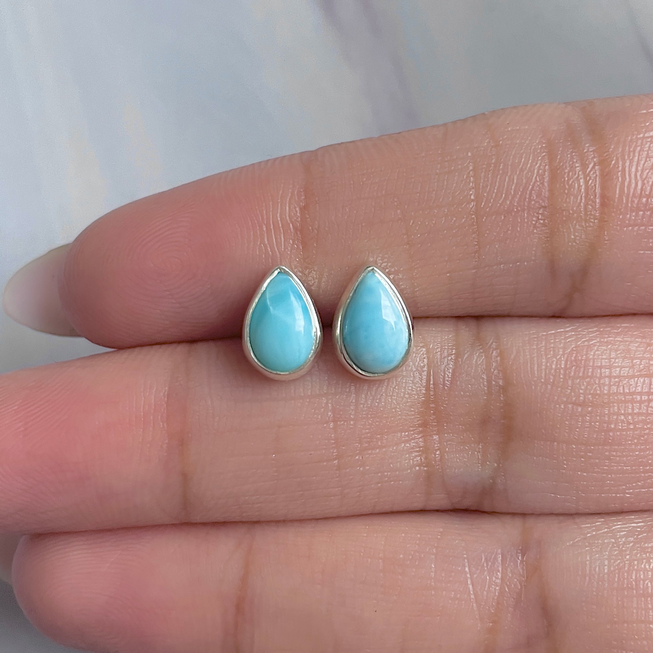 Larimar Stud Earring-(LAR-E-3094.)