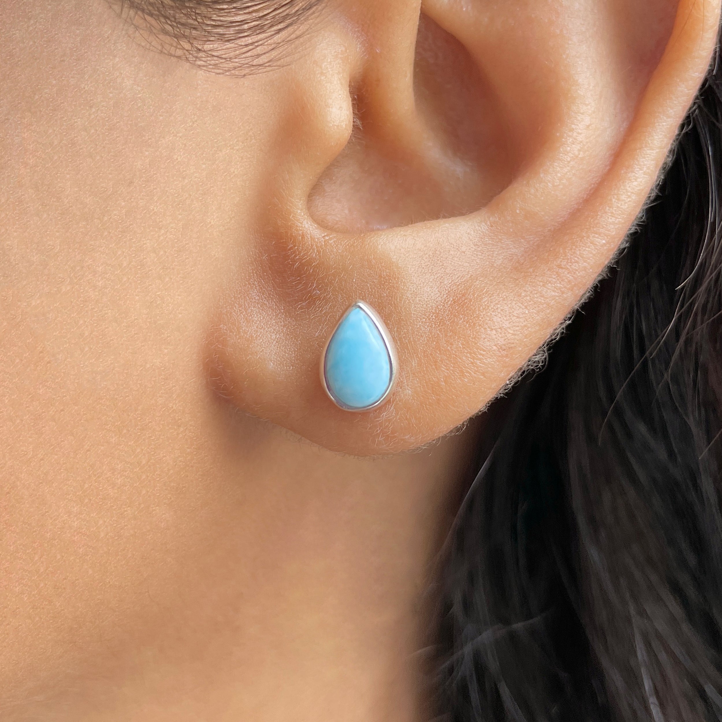 Larimar Stud Earring-(LAR-E-3094.)