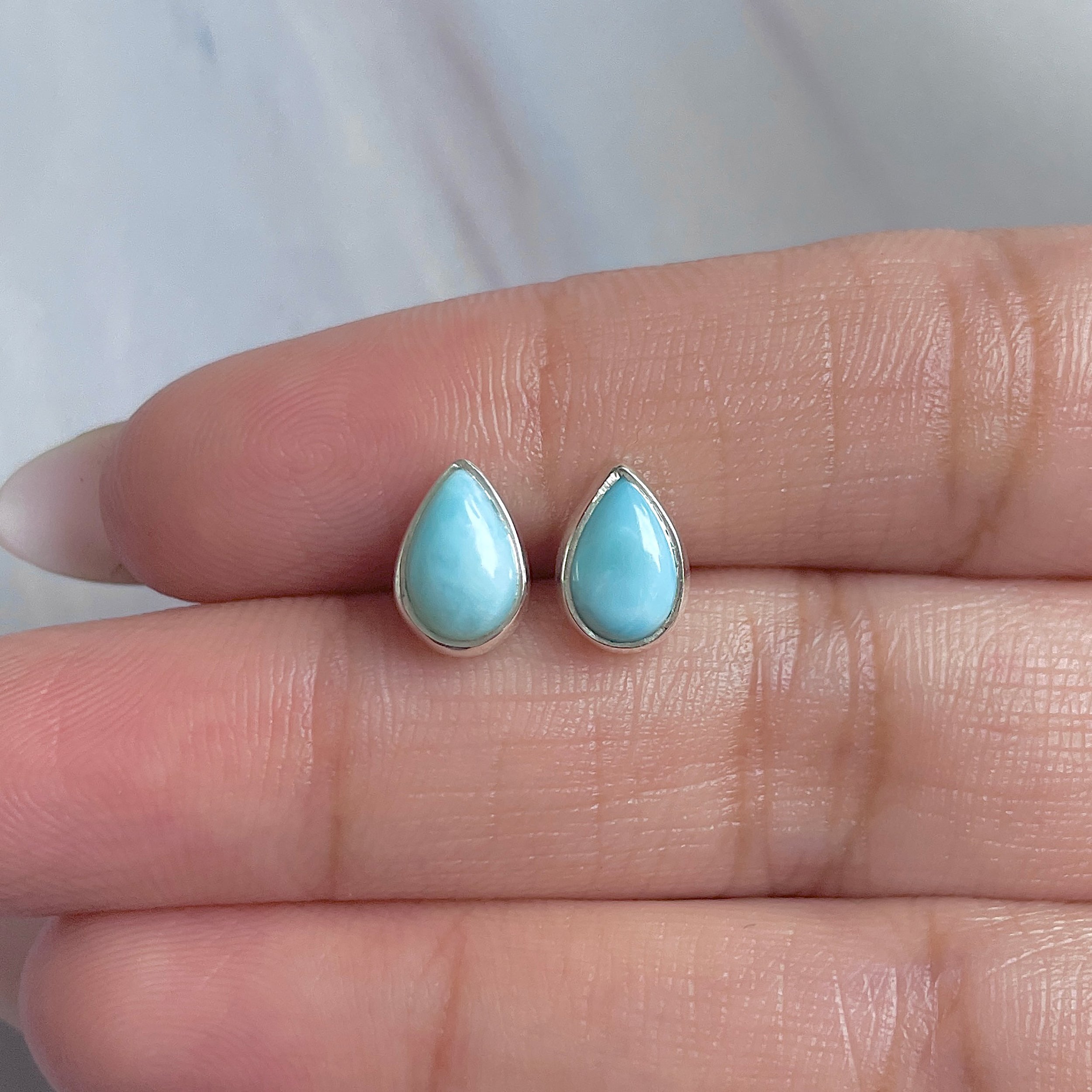 Larimar Stud Earring-(LAR-E-3095.)