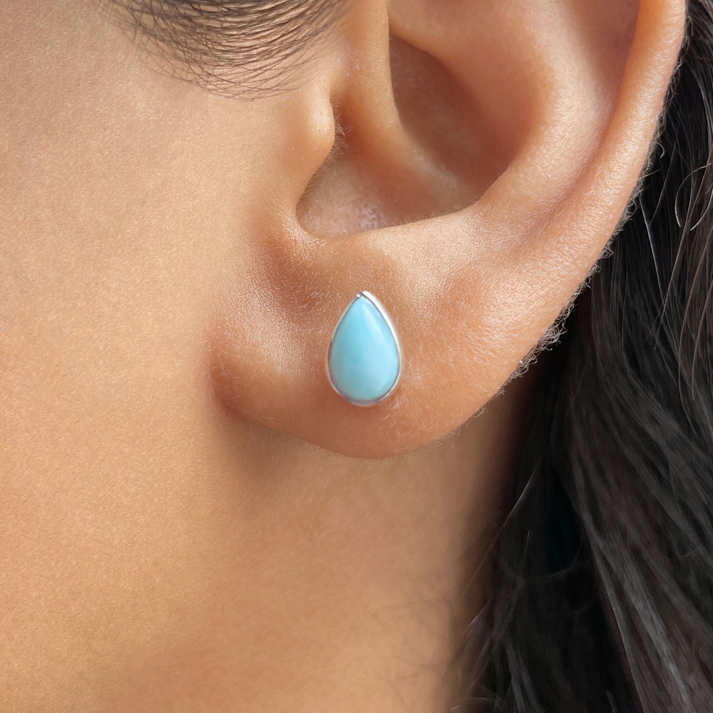 Larimar Stud Earring-(LAR-E-3095.)