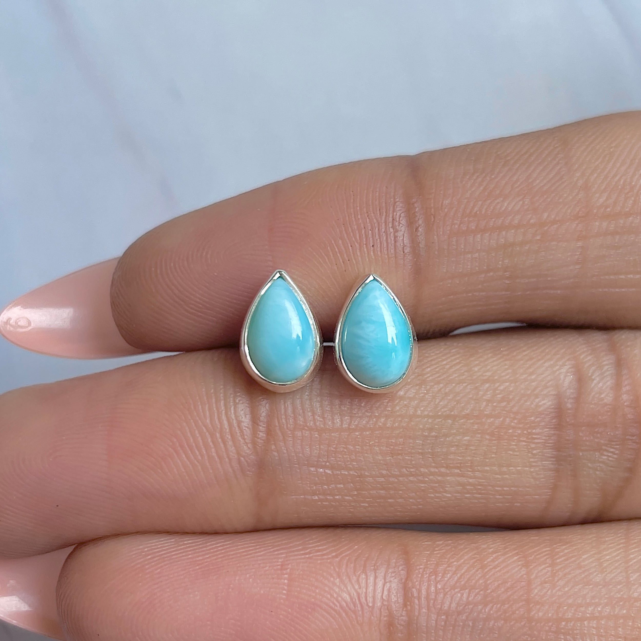 Larimar Stud Earring-(LAR-E-3124.)