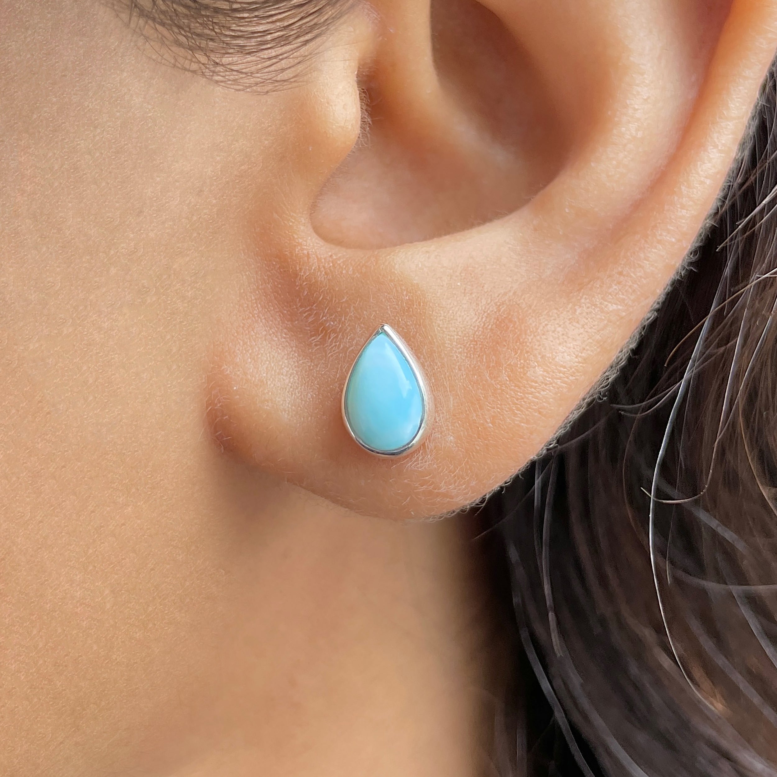 Larimar Stud Earring-(LAR-E-3124.)