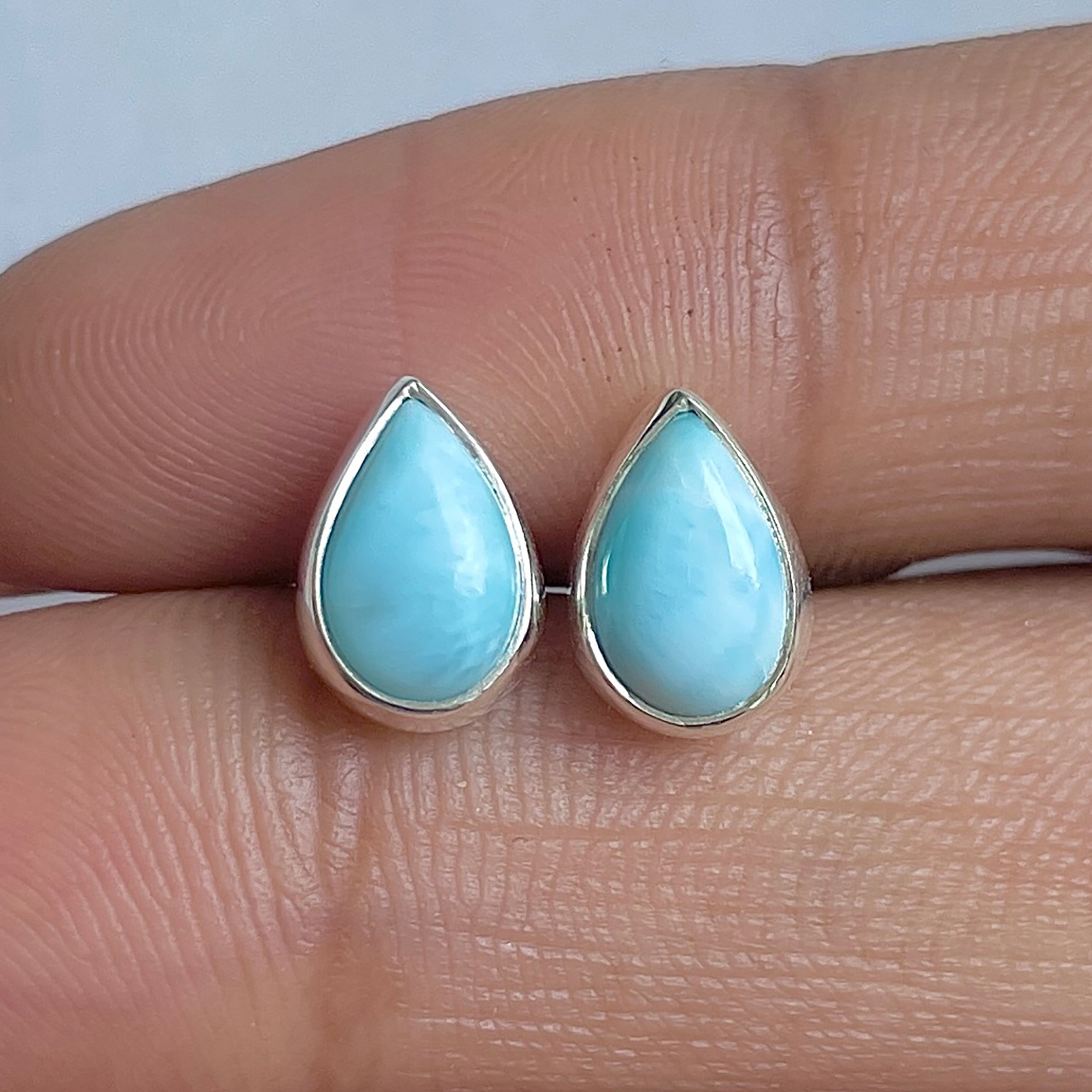 Larimar Stud Earring-(LAR-E-3125.)