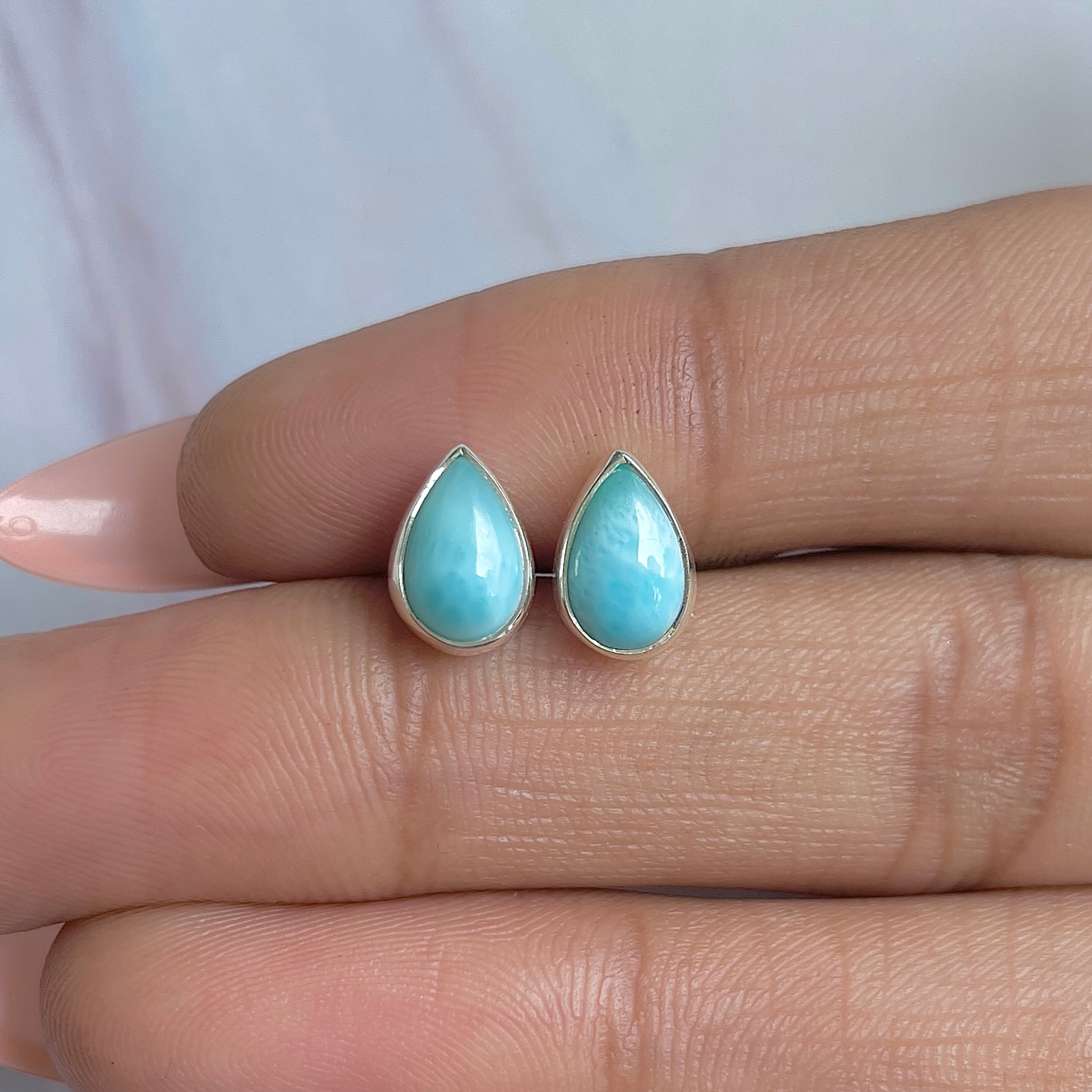 Larimar Stud Earring-(LAR-E-3129.)