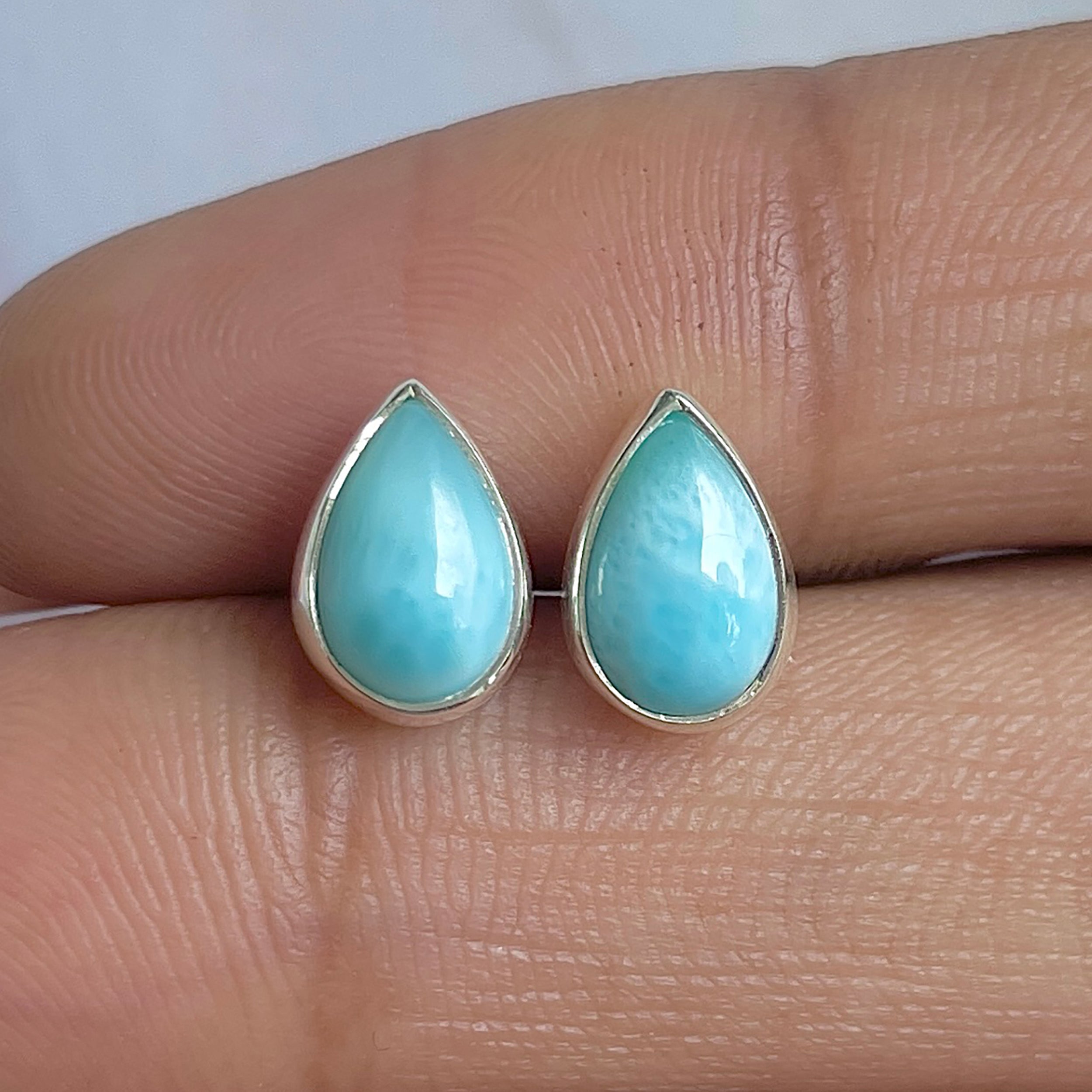 Larimar Stud Earring-(LAR-E-3129.)