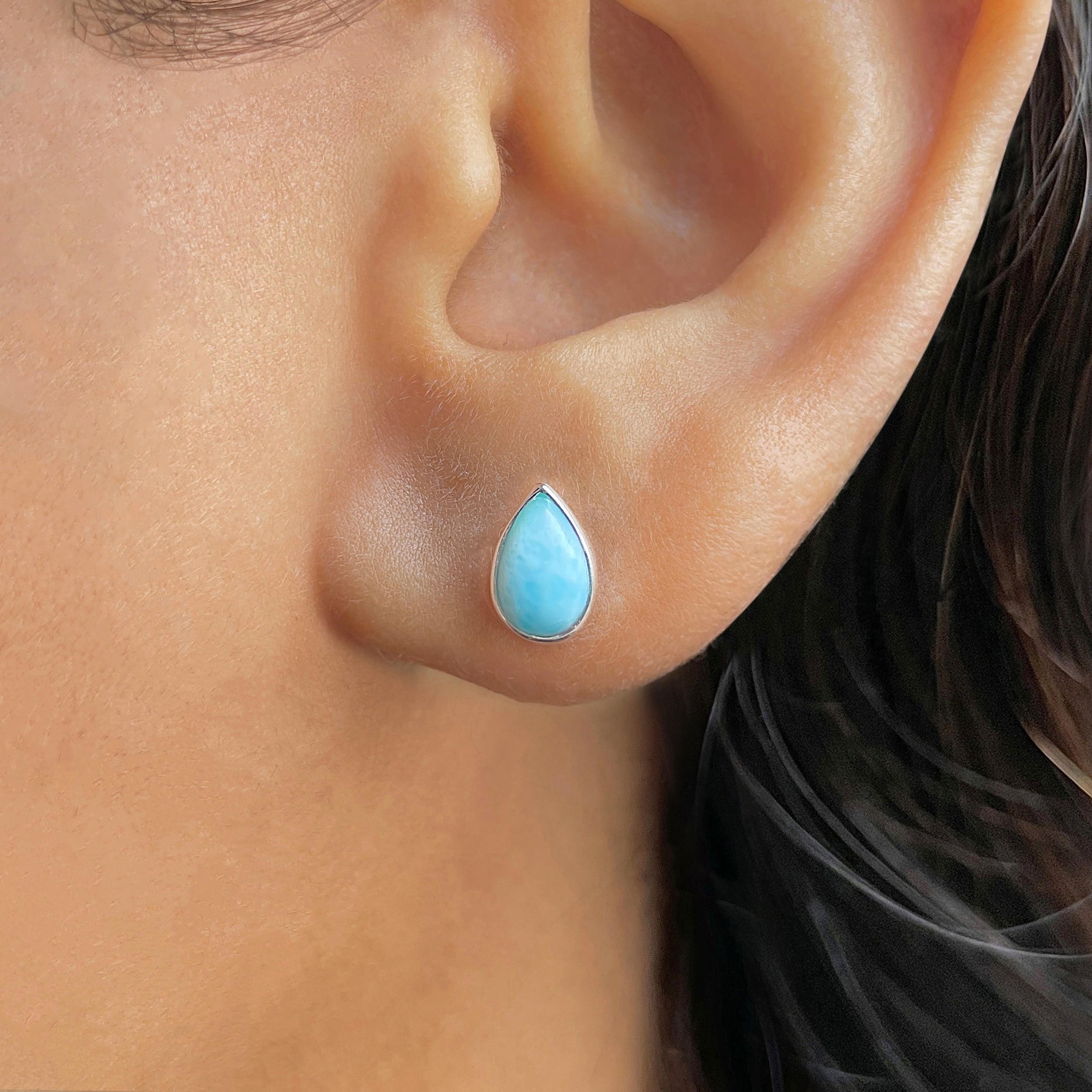 Larimar Stud Earring-(LAR-E-3129.)