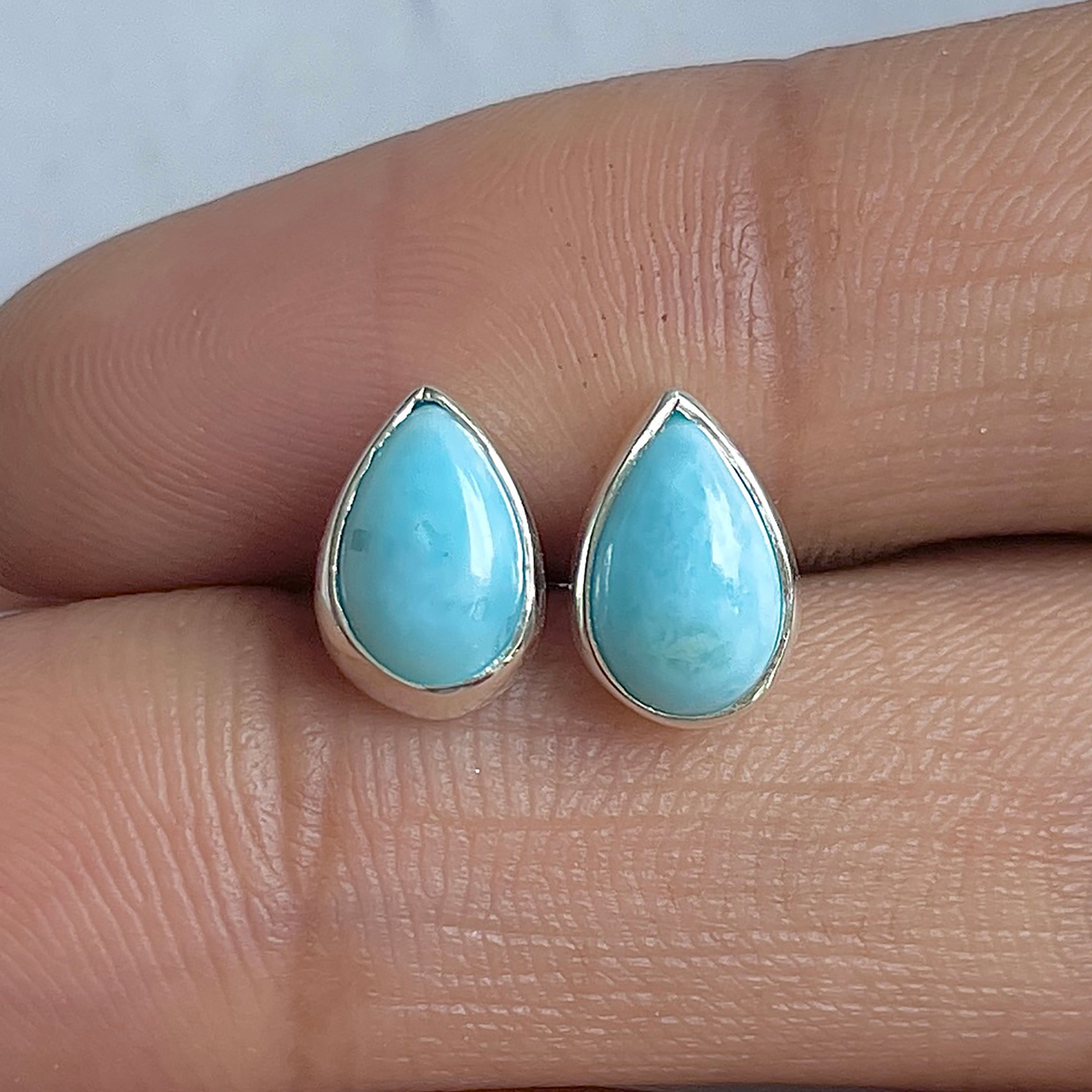 Larimar Stud Earring-(LAR-E-3133.)