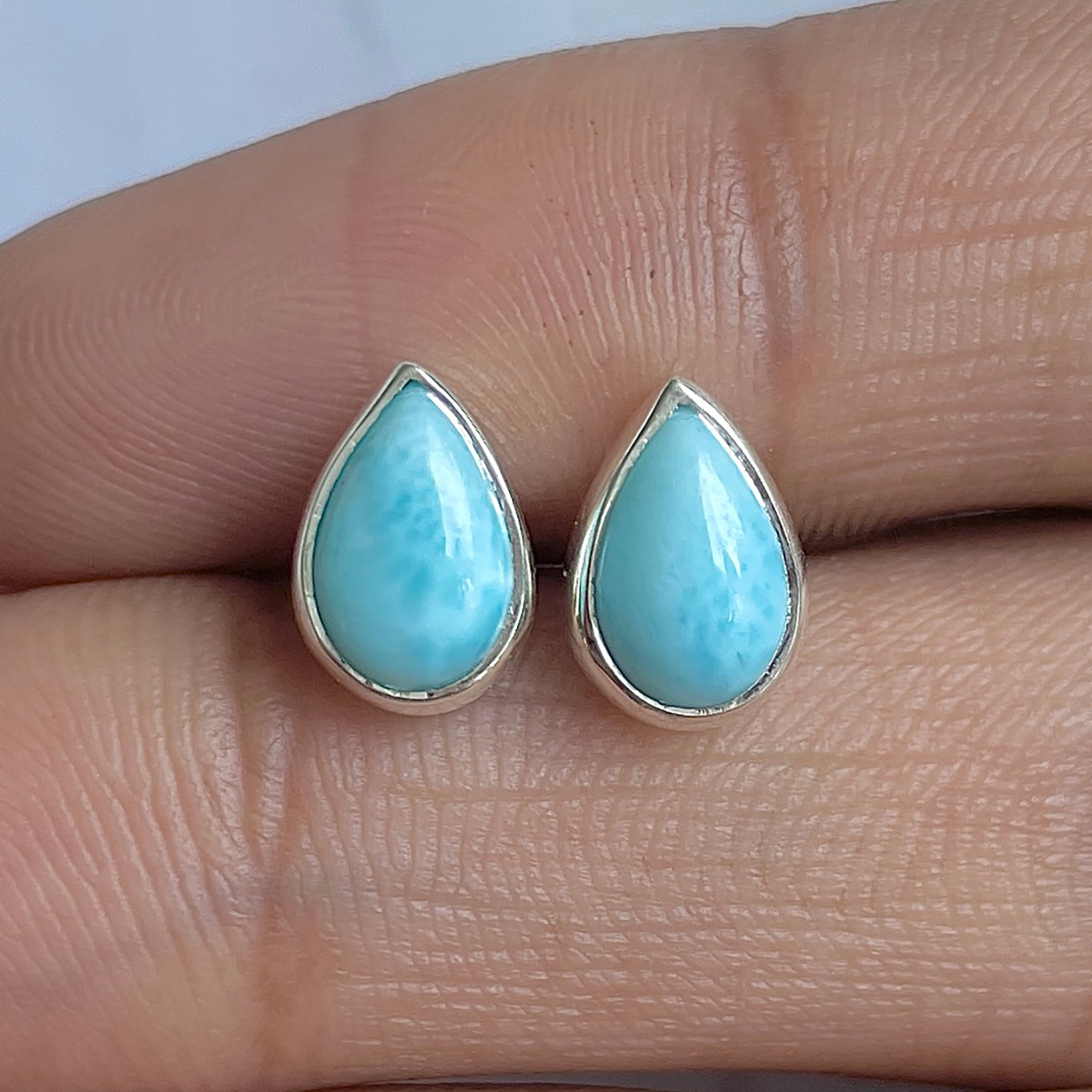 Larimar Stud Earring-(LAR-E-3137.)