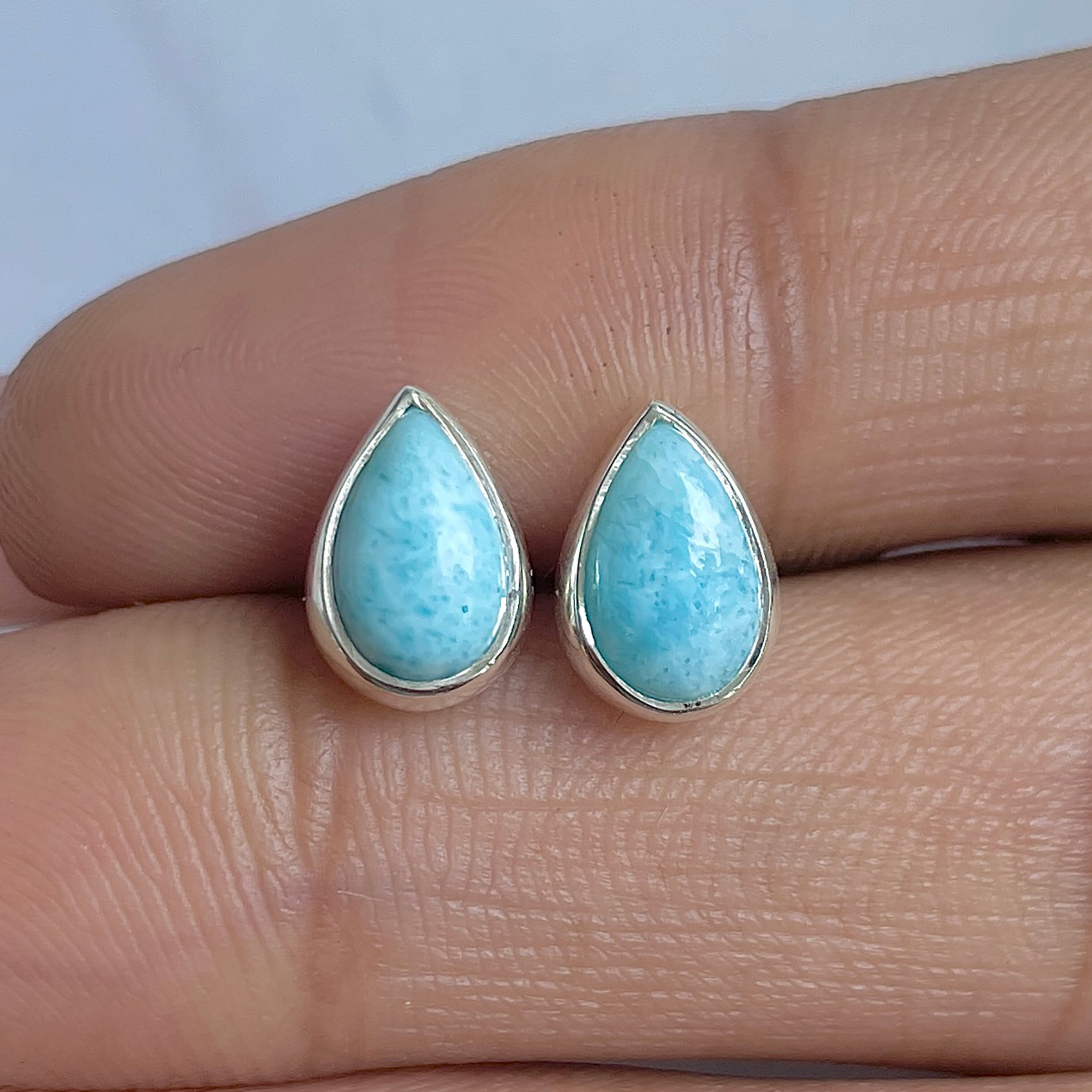 Larimar Stud Earring-(LAR-E-3140.)