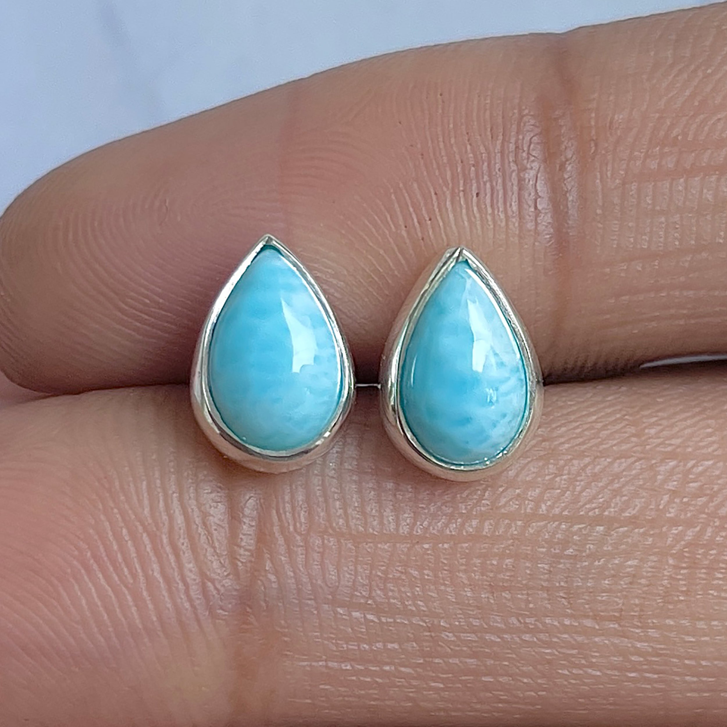 Larimar Stud Earring-(LAR-E-3141.)