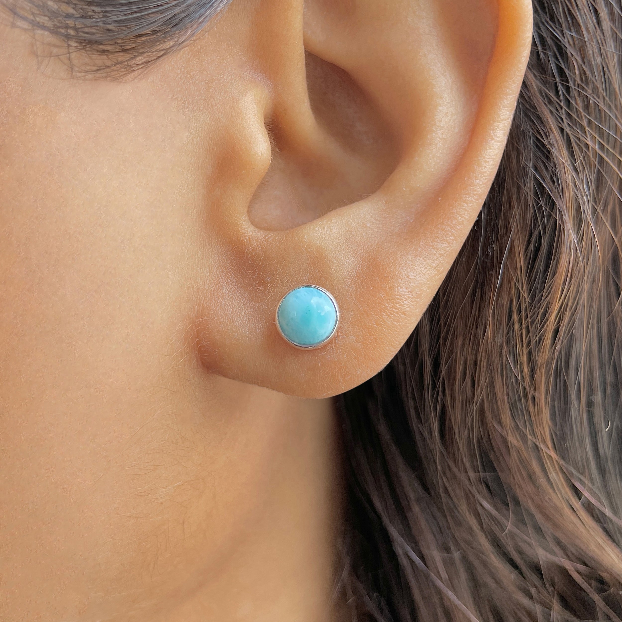 Larimar Stud Earring-(LAR-E-3152.)