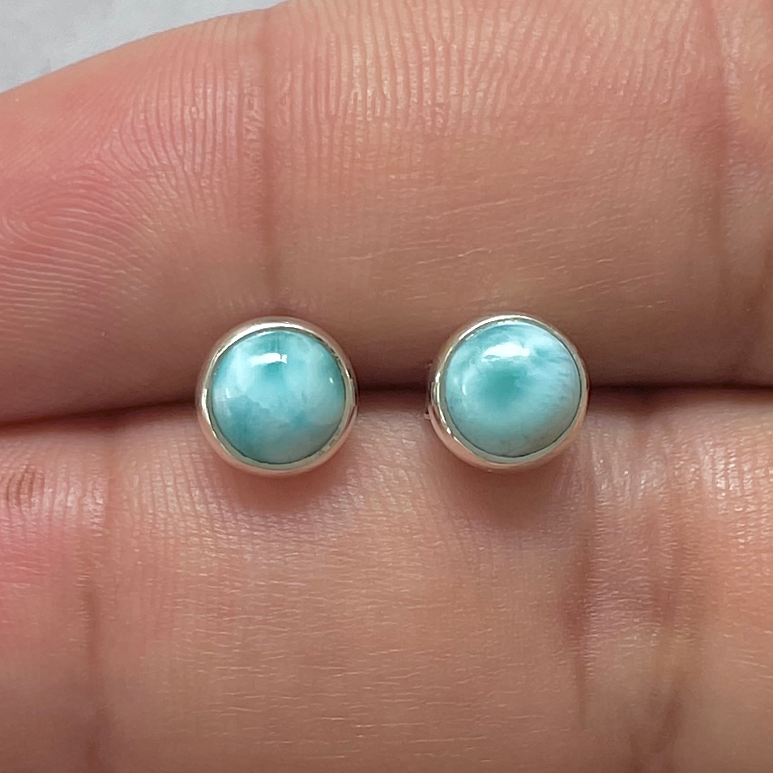Larimar Stud Earring-(LAR-E-3157.)