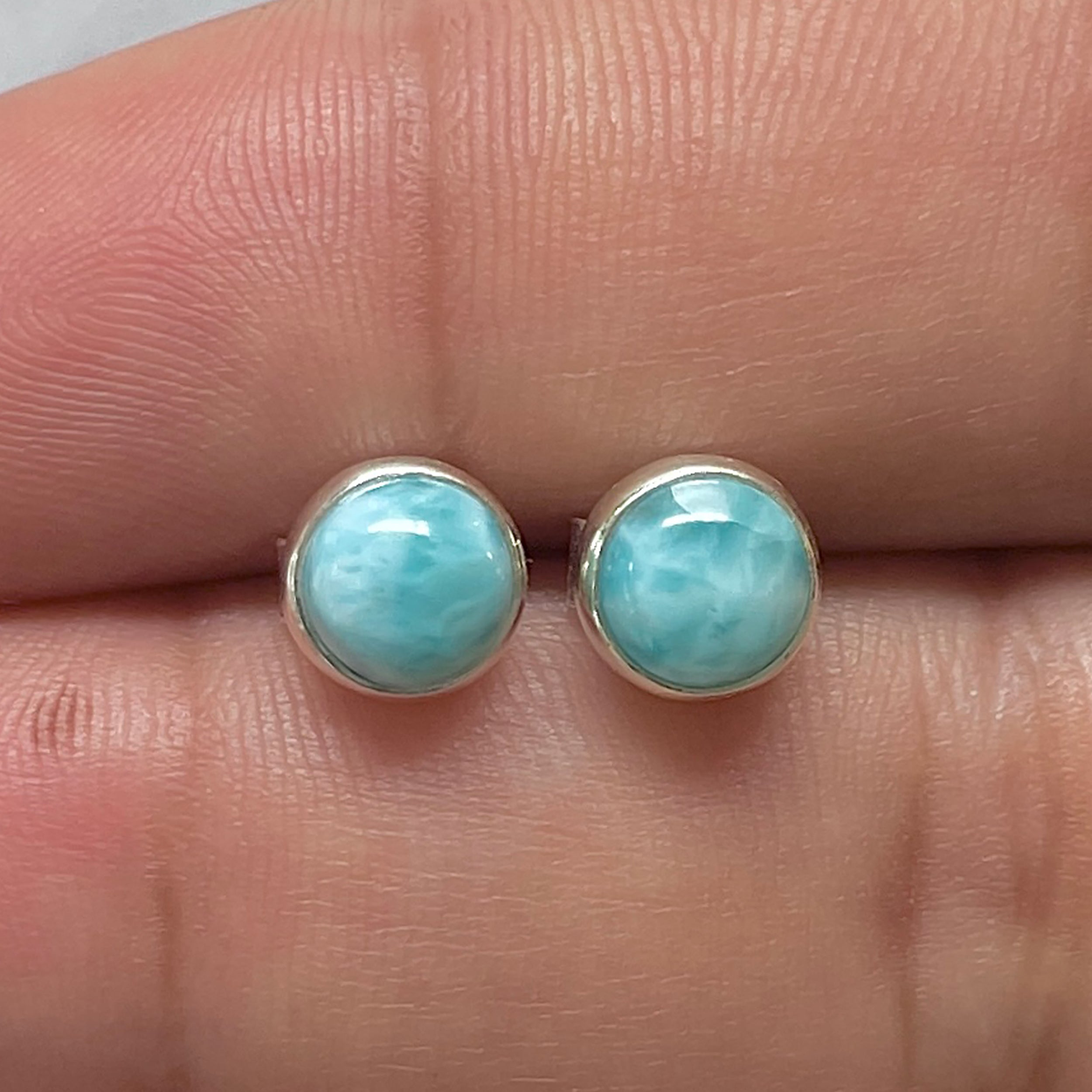 Larimar Stud Earring-(LAR-E-3165.)