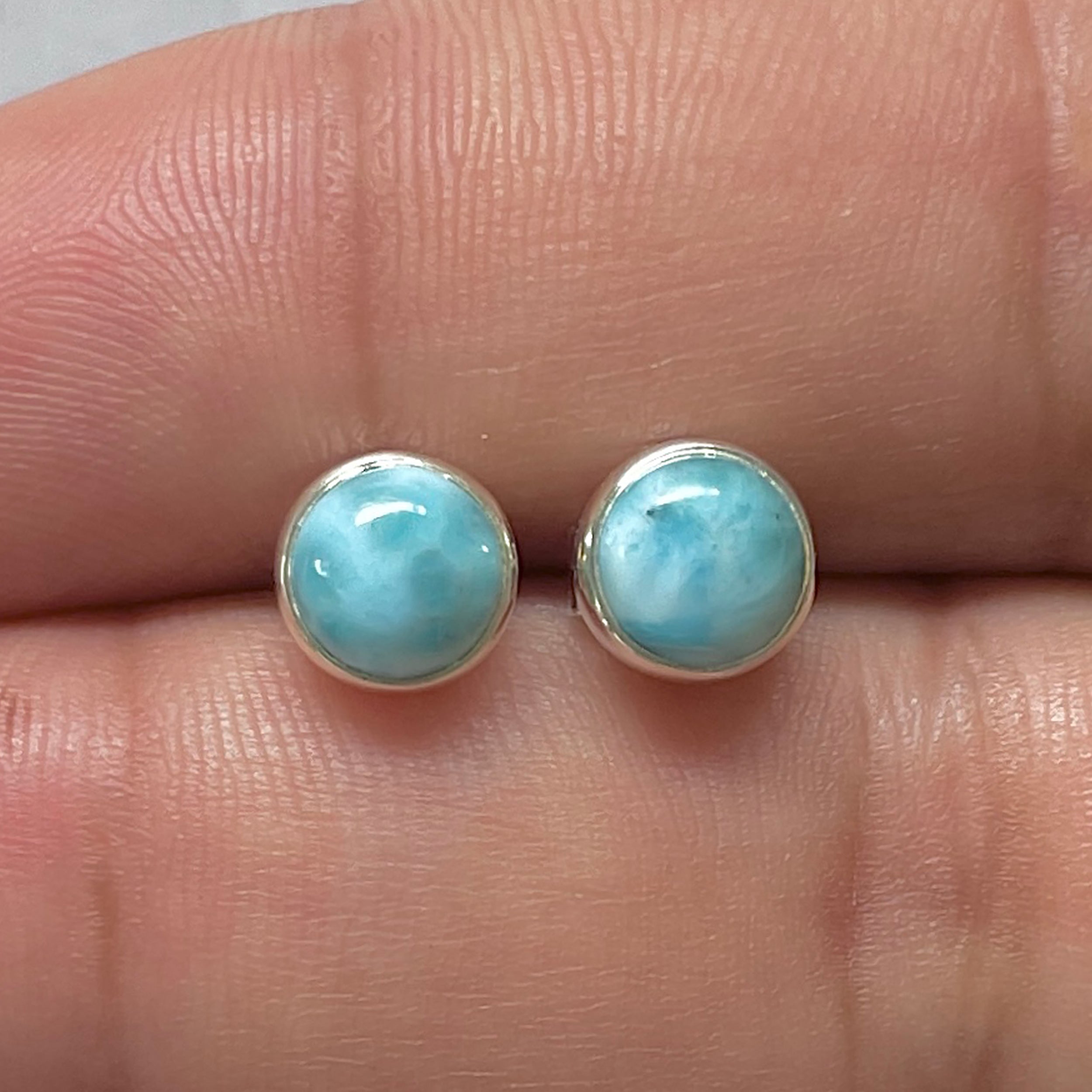 Larimar Stud Earring-(LAR-E-3169.)