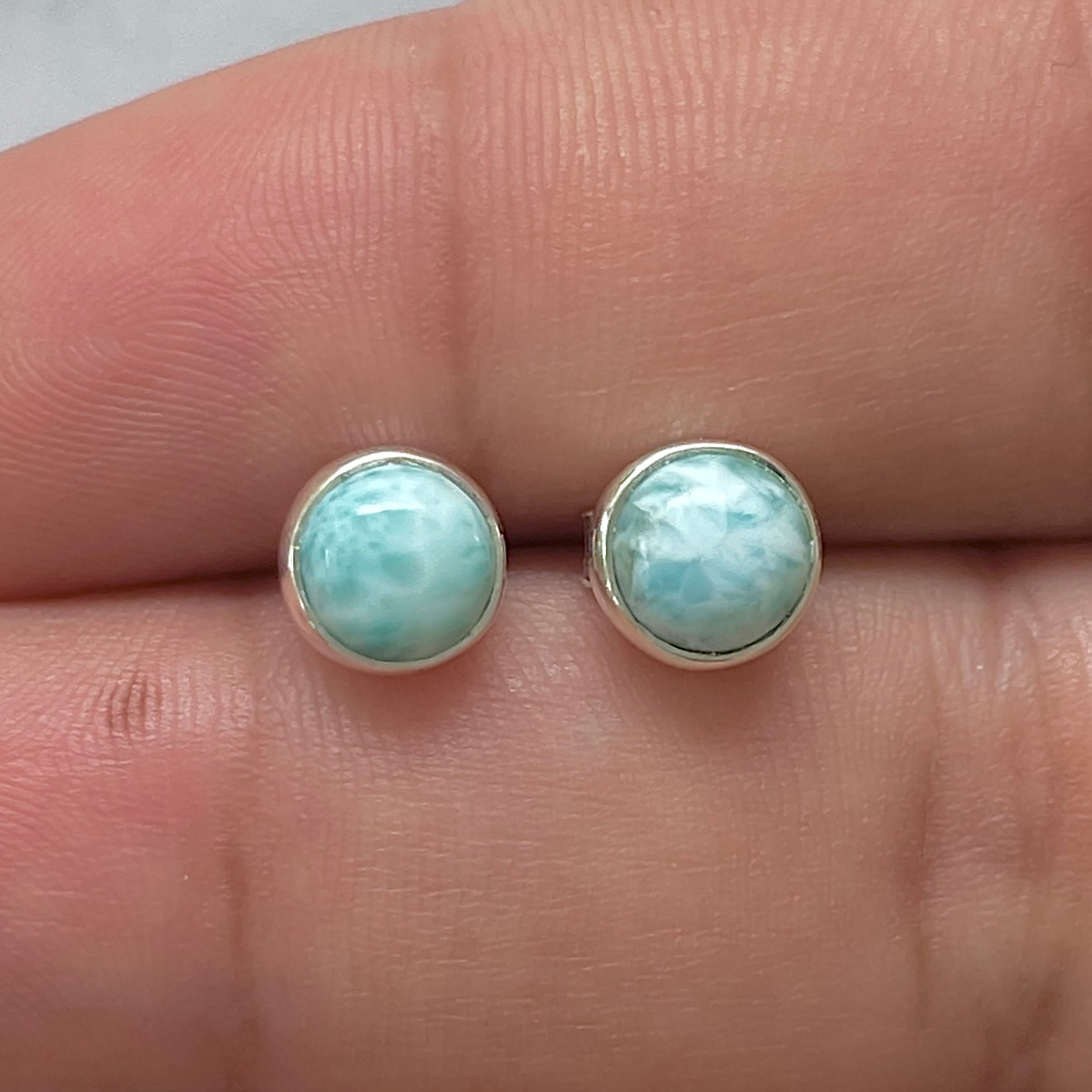 Larimar Stud Earring-(LAR-E-3178.)