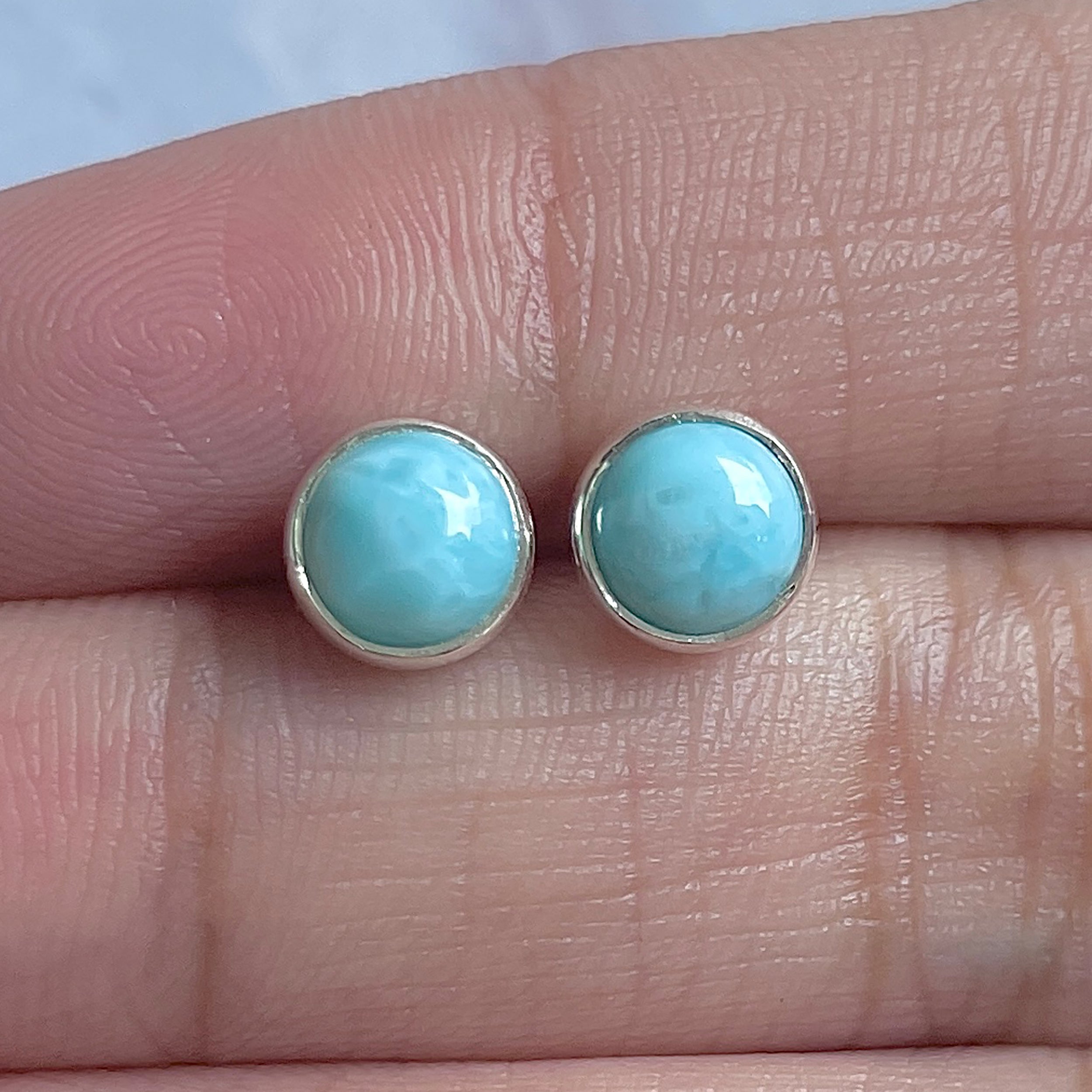Larimar Stud Earring-(LAR-E-3190.)