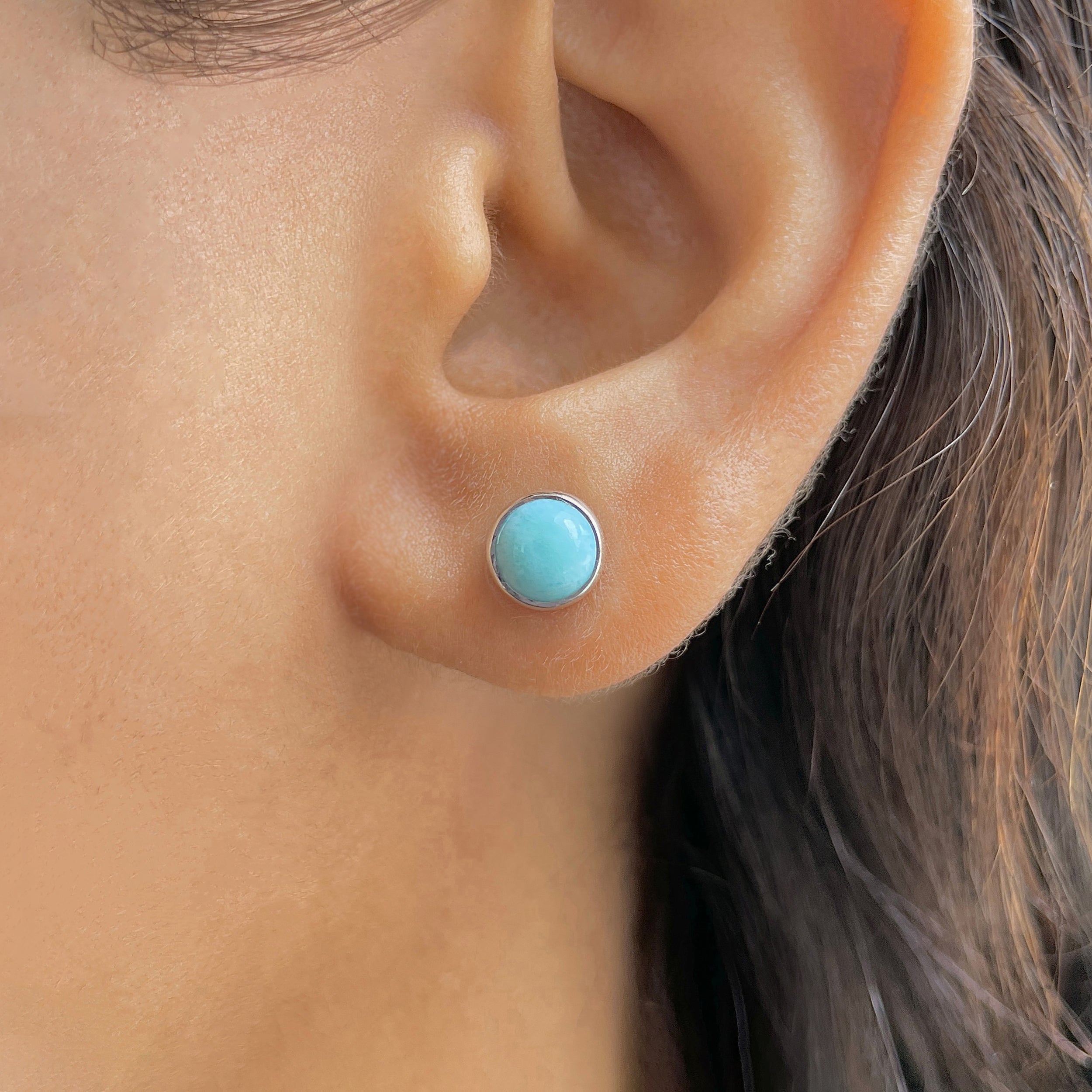 Larimar Stud Earring-(LAR-E-3191.)