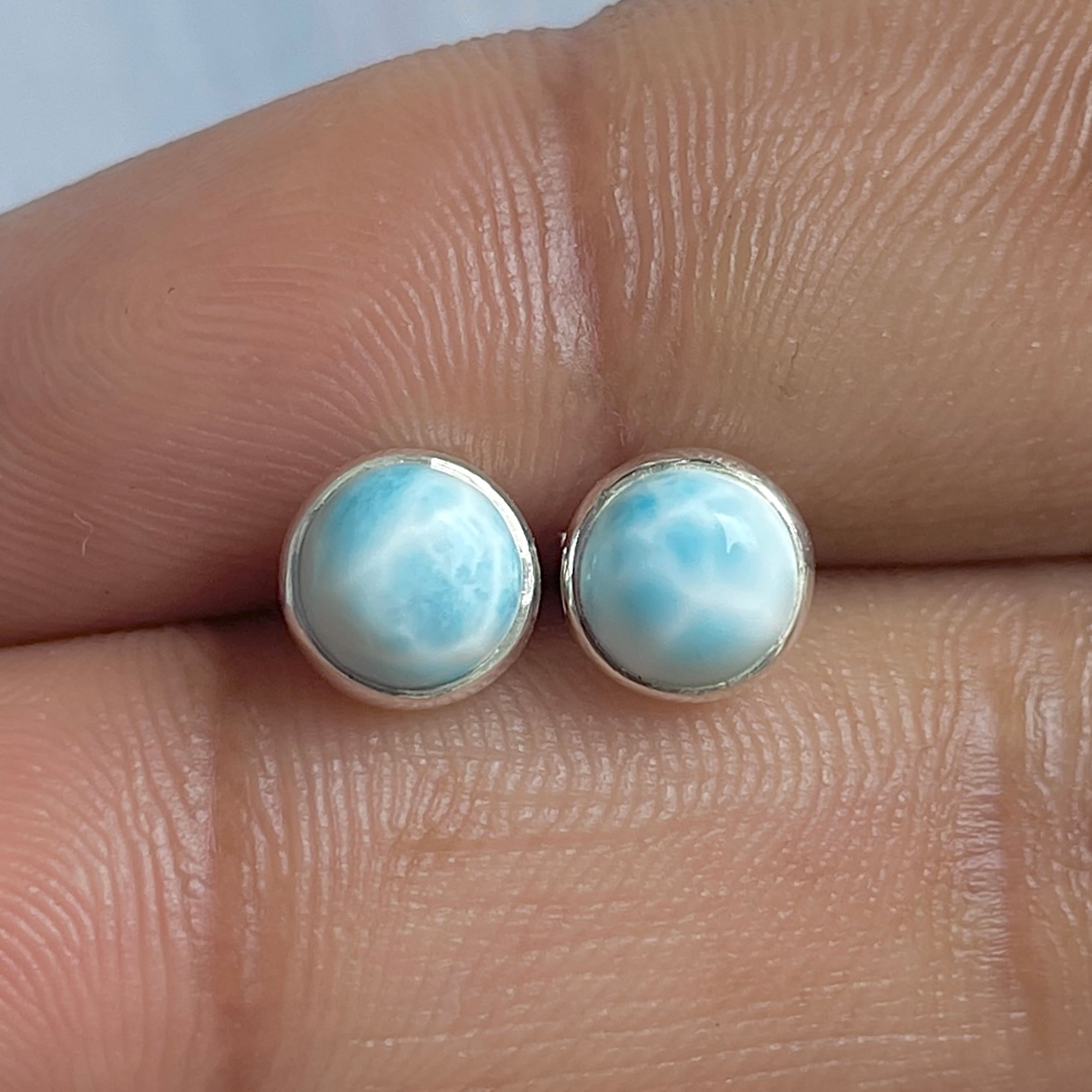 Larimar Stud Earring-(LAR-E-3193.)