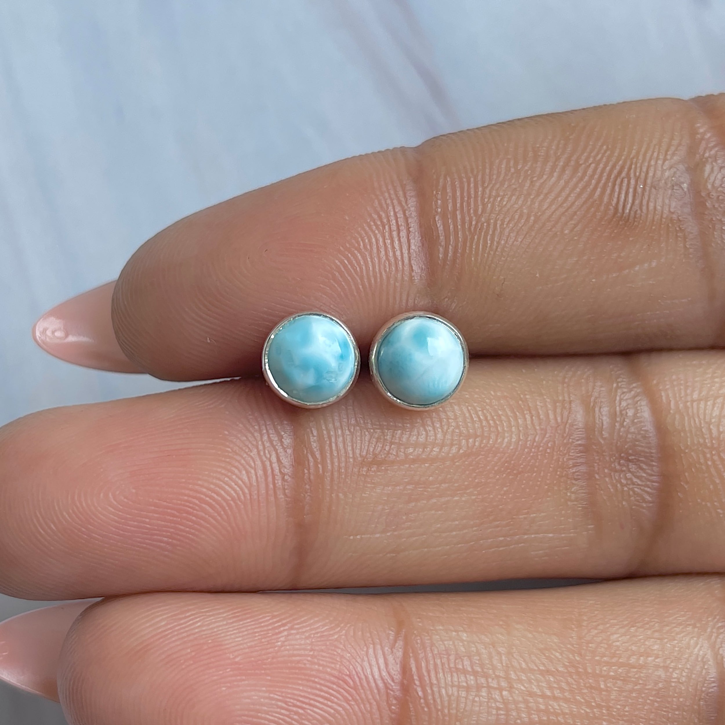 Larimar Stud Earring-(LAR-E-3196.)
