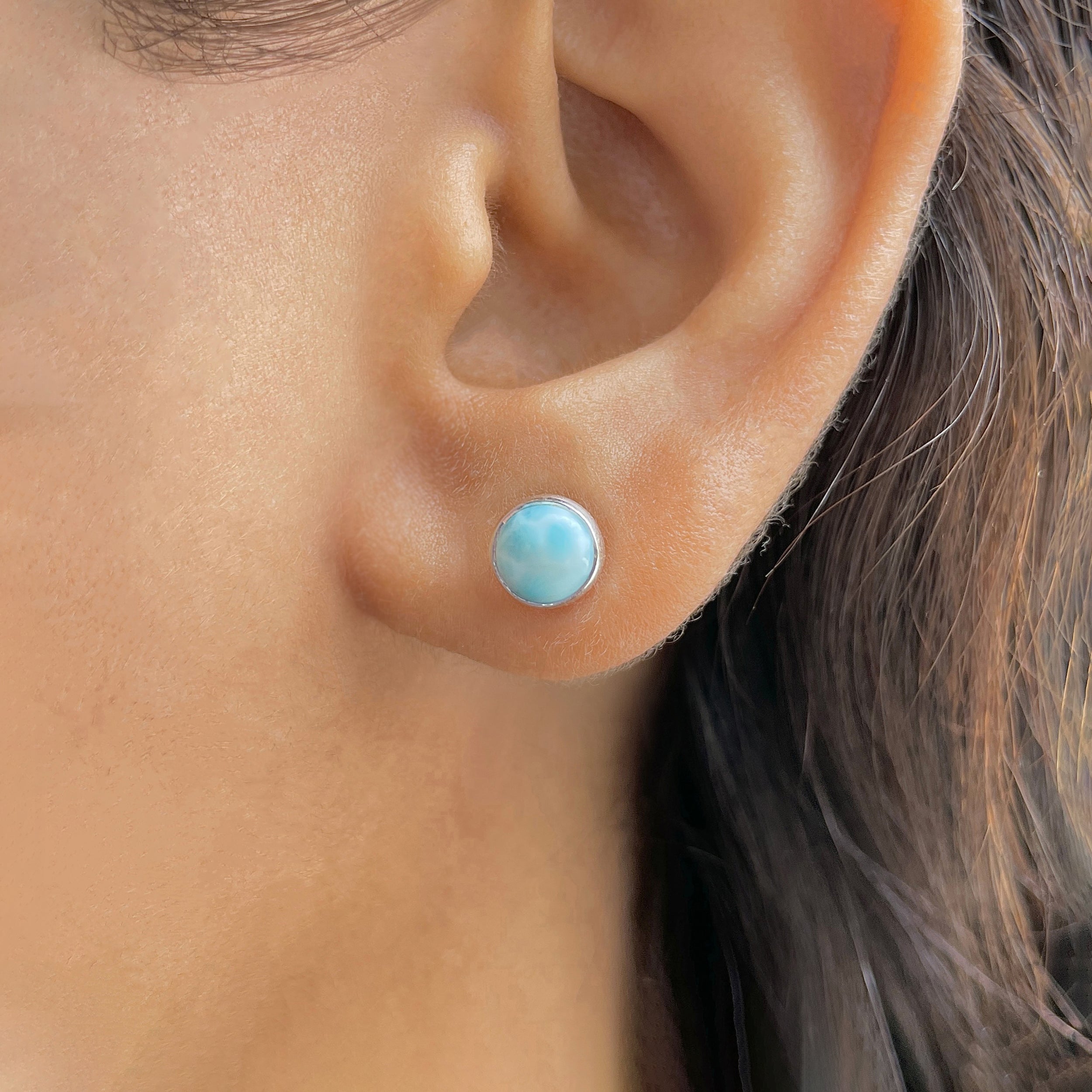 Larimar Stud Earring-(LAR-E-3196.)