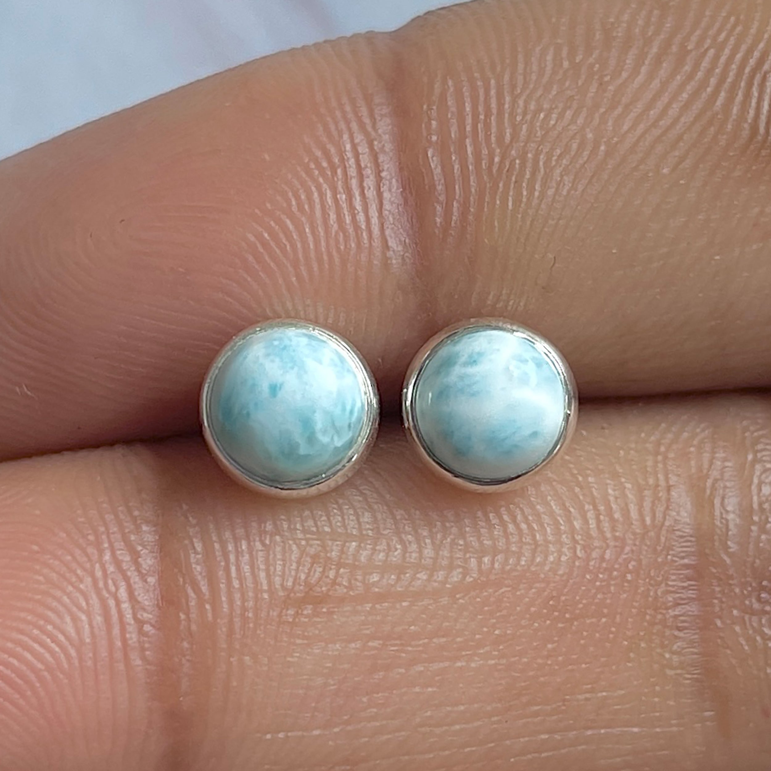 Larimar Stud Earring-(LAR-E-3197.)