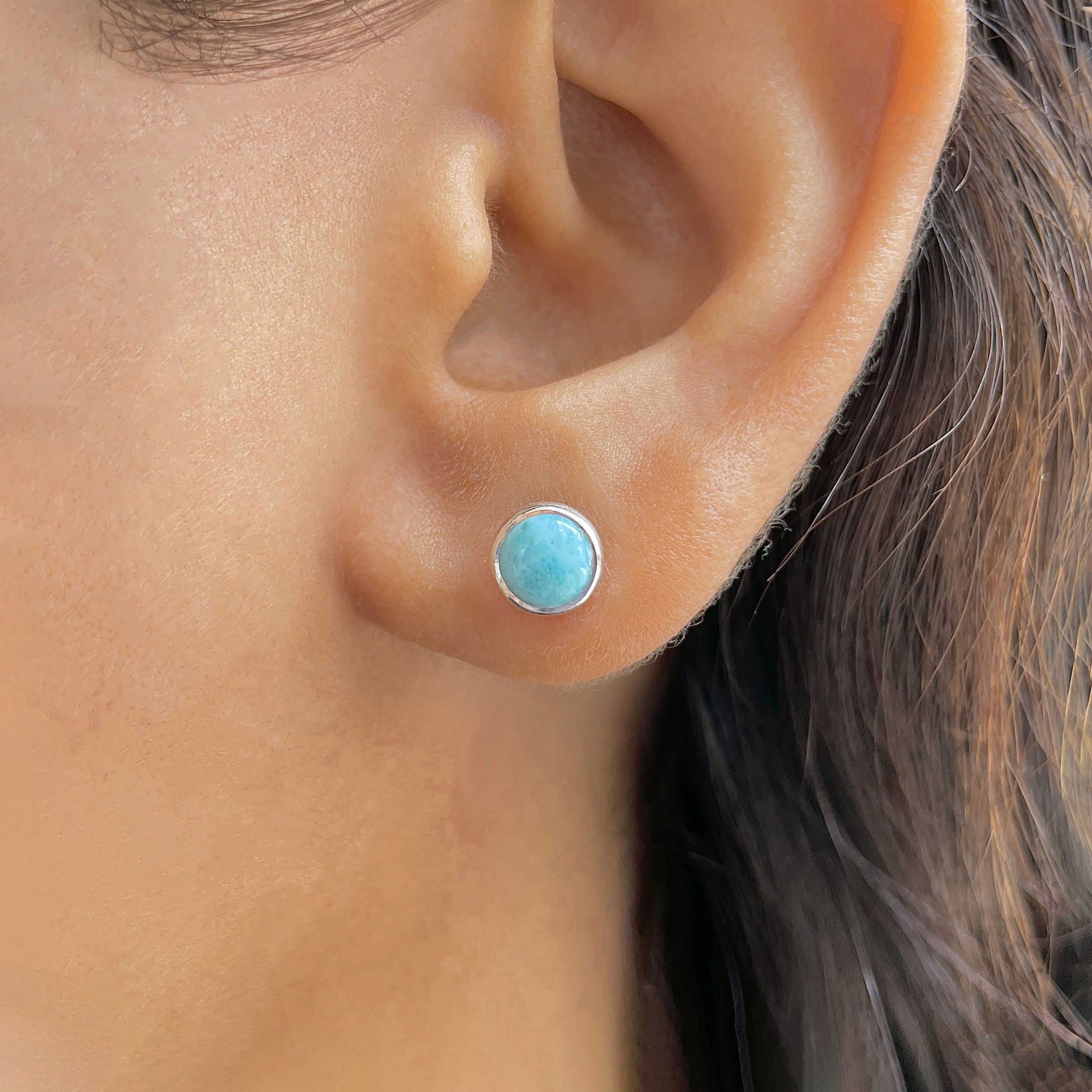 Larimar Stud Earring-(LAR-E-3216.)
