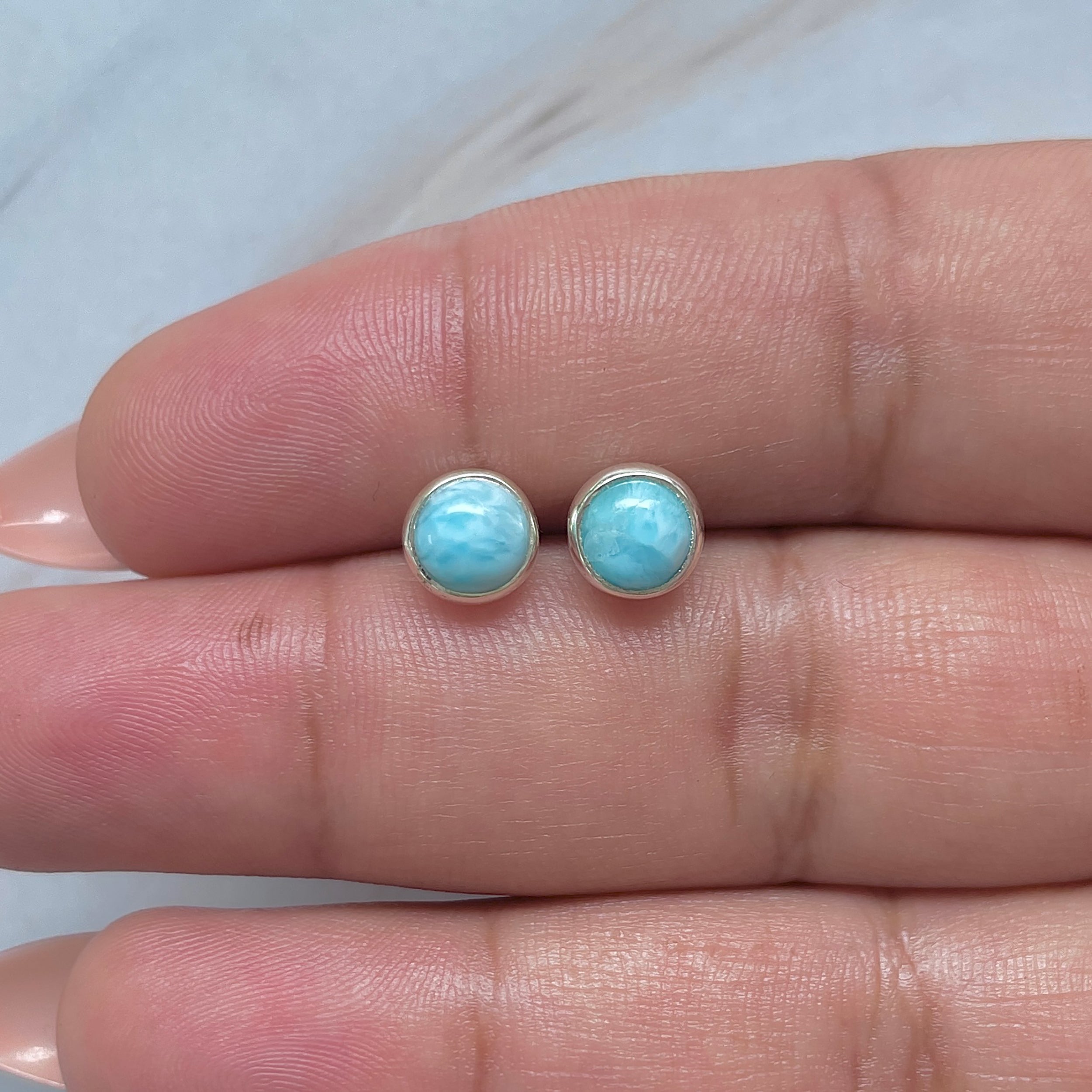 Larimar Stud Earring-(LAR-E-3237.)