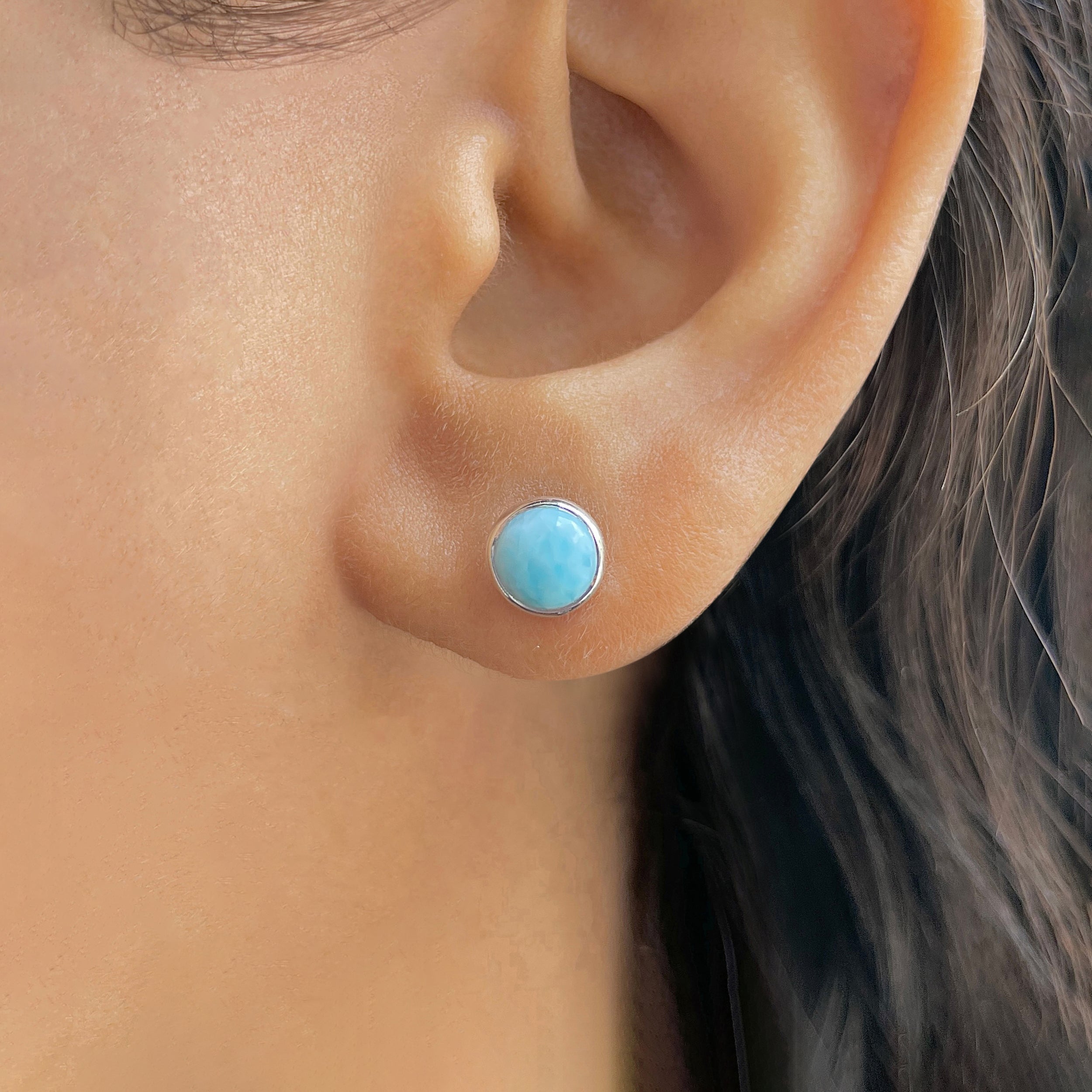 Larimar Stud Earring-(LAR-E-3237.)