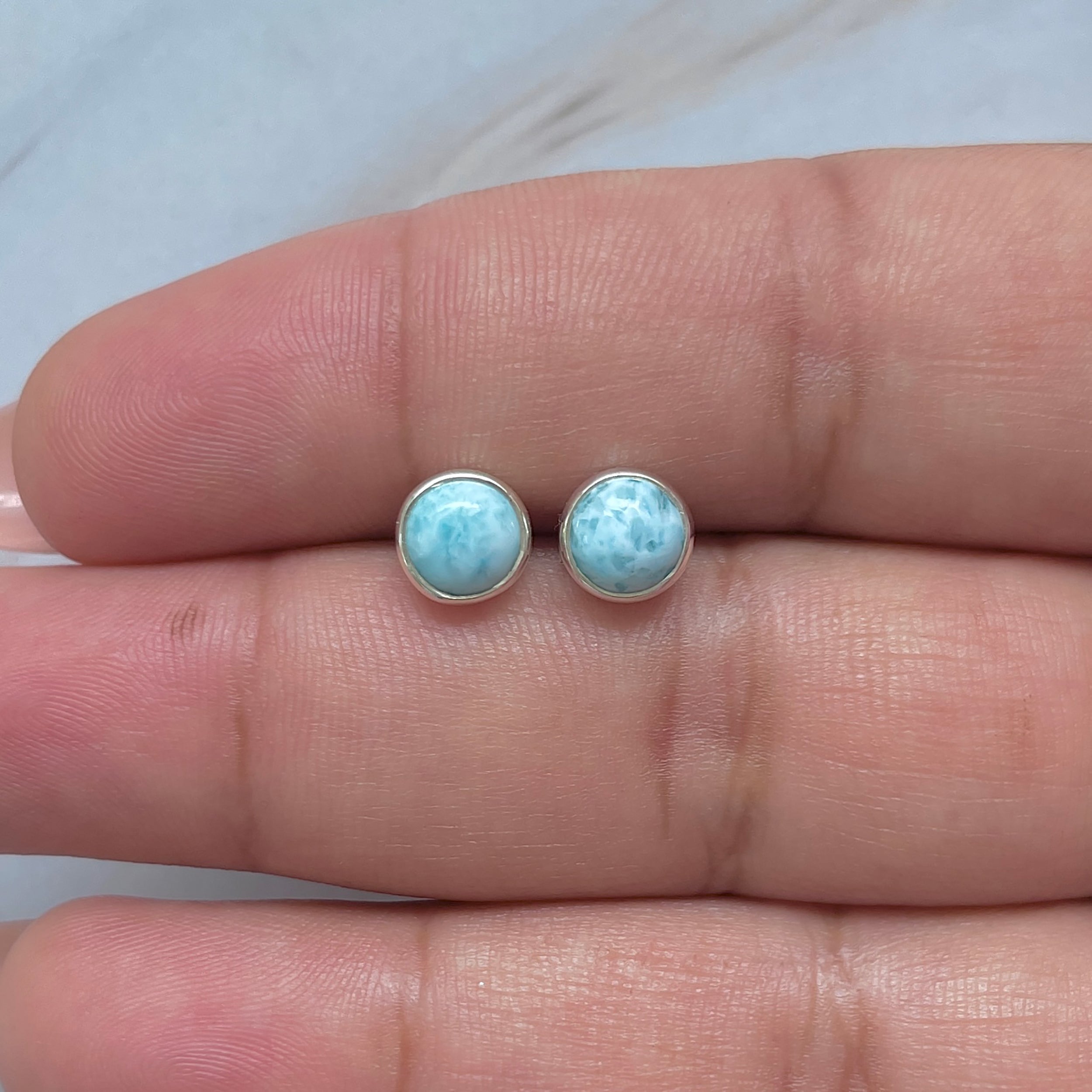 Larimar Stud Earring-(LAR-E-3249.)