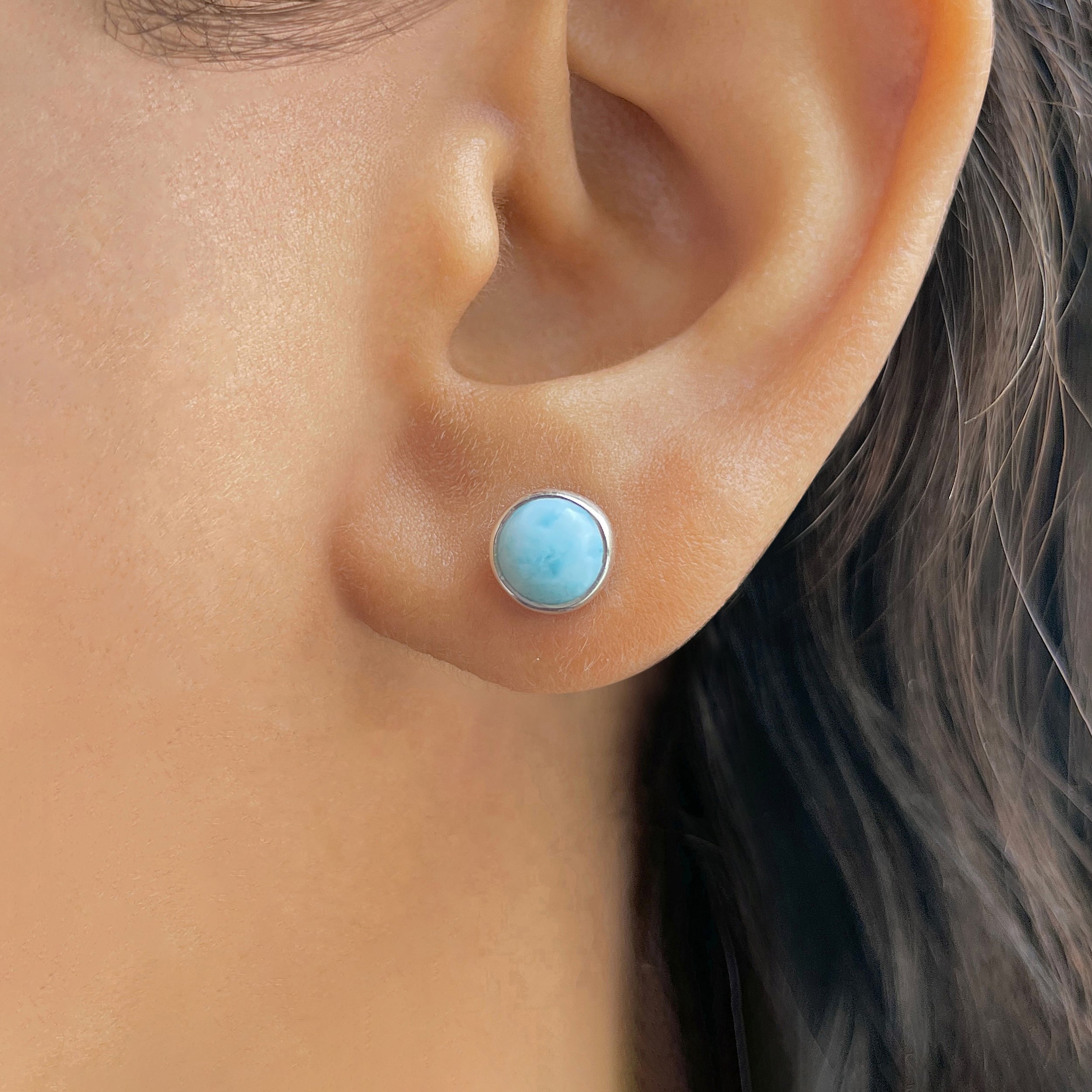 Larimar Stud Earring-(LAR-E-3249.)