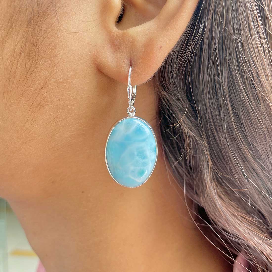 Larimar Earring-(LAR-E-325.)