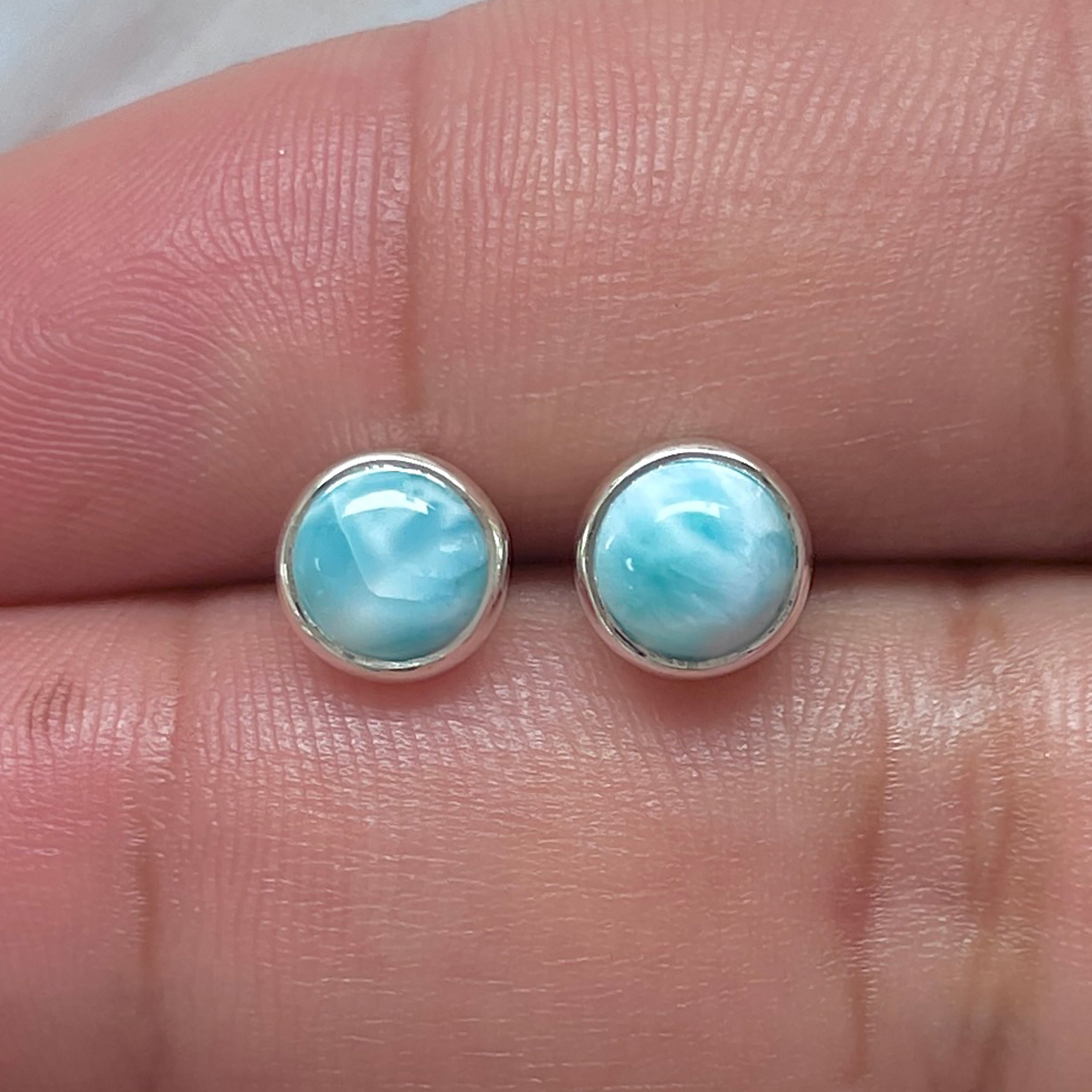 Larimar Stud Earring-(LAR-E-3252.)