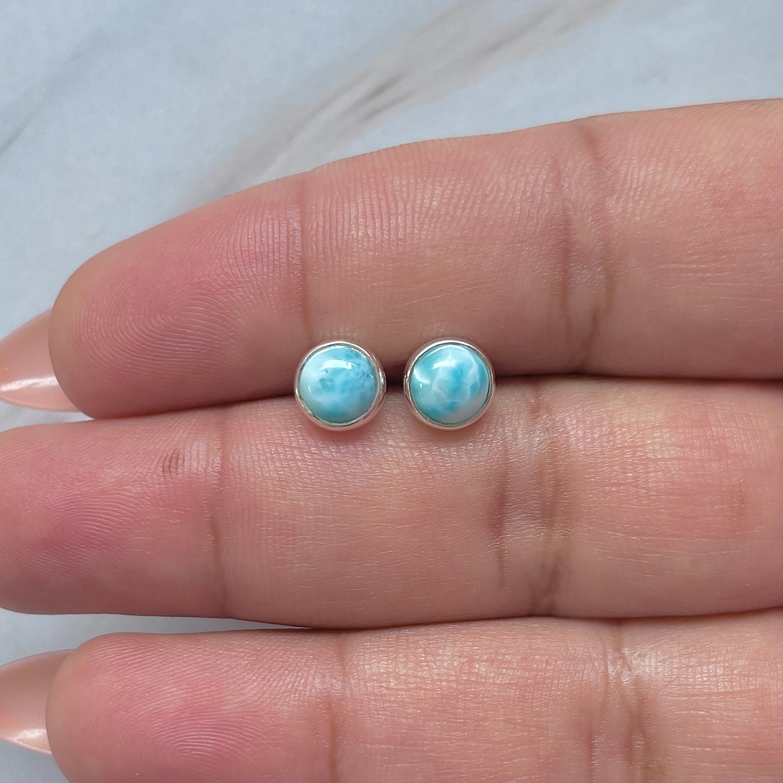 Larimar Stud Earring-(LAR-E-3255.)