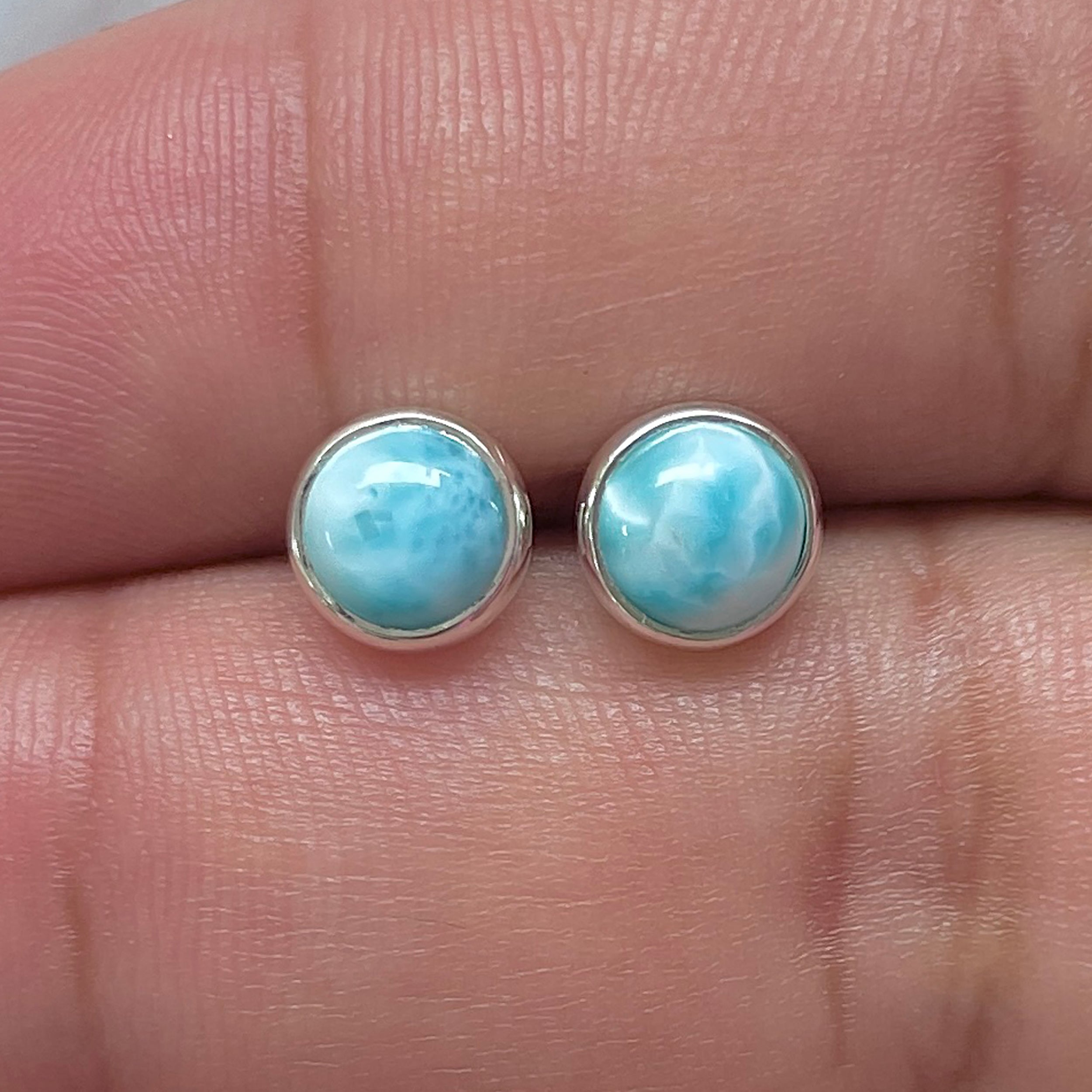 Larimar Stud Earring-(LAR-E-3255.)