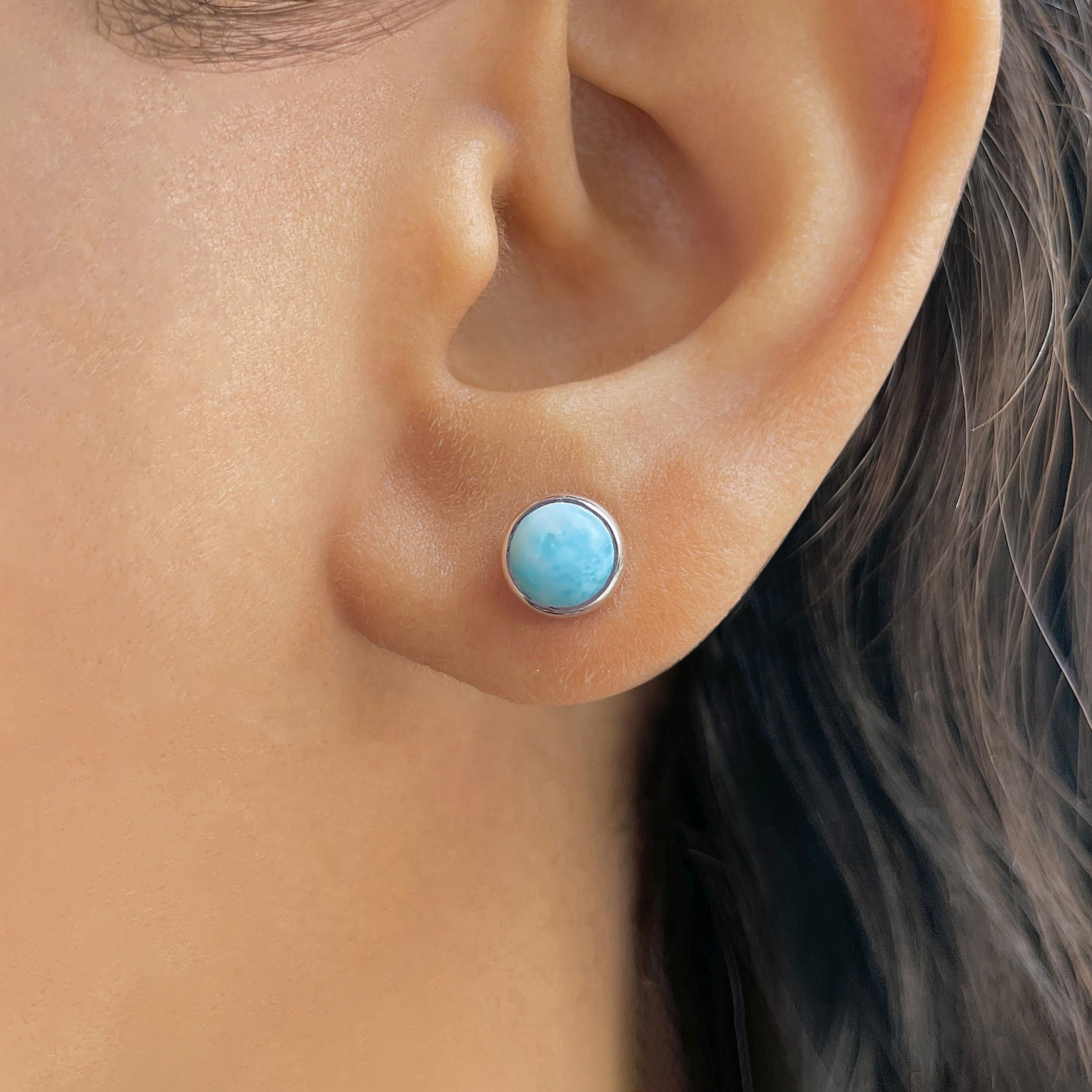 Larimar Stud Earring-(LAR-E-3255.)